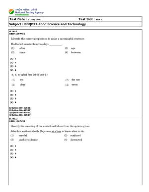 CUET (PG) 2022: PGQP-31 Food Science and Technology (11-09-2022) Question Paper