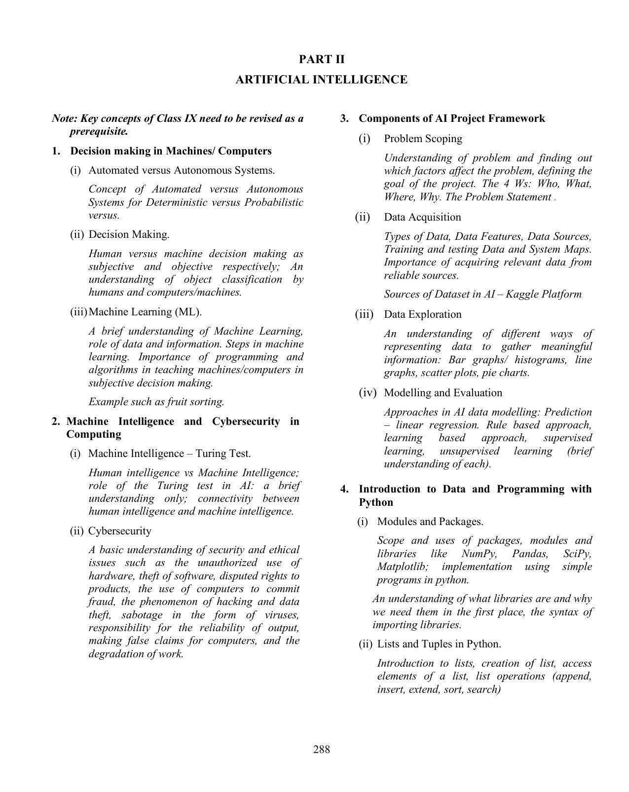 ICSE Robotics AI Syllabus IndCareer Docs