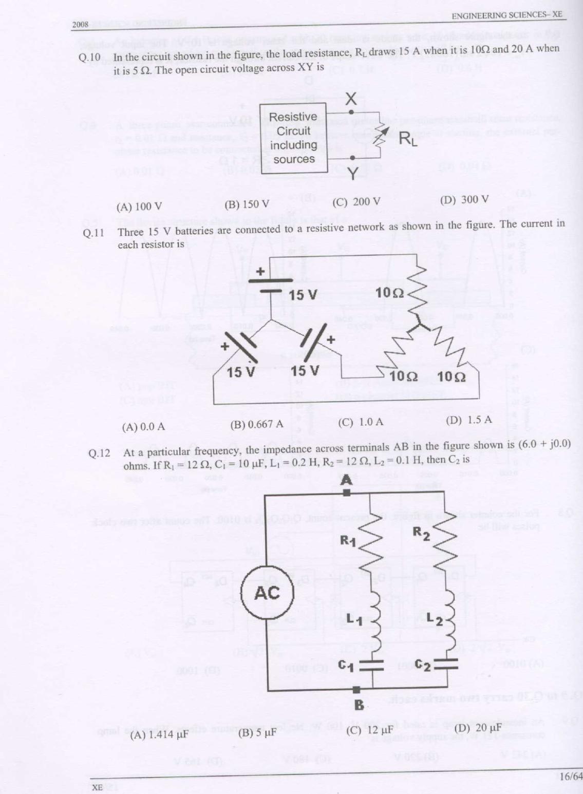 GATE 2008 Engineering Sciences (XE) Question Paper with Answer Key - Page 16