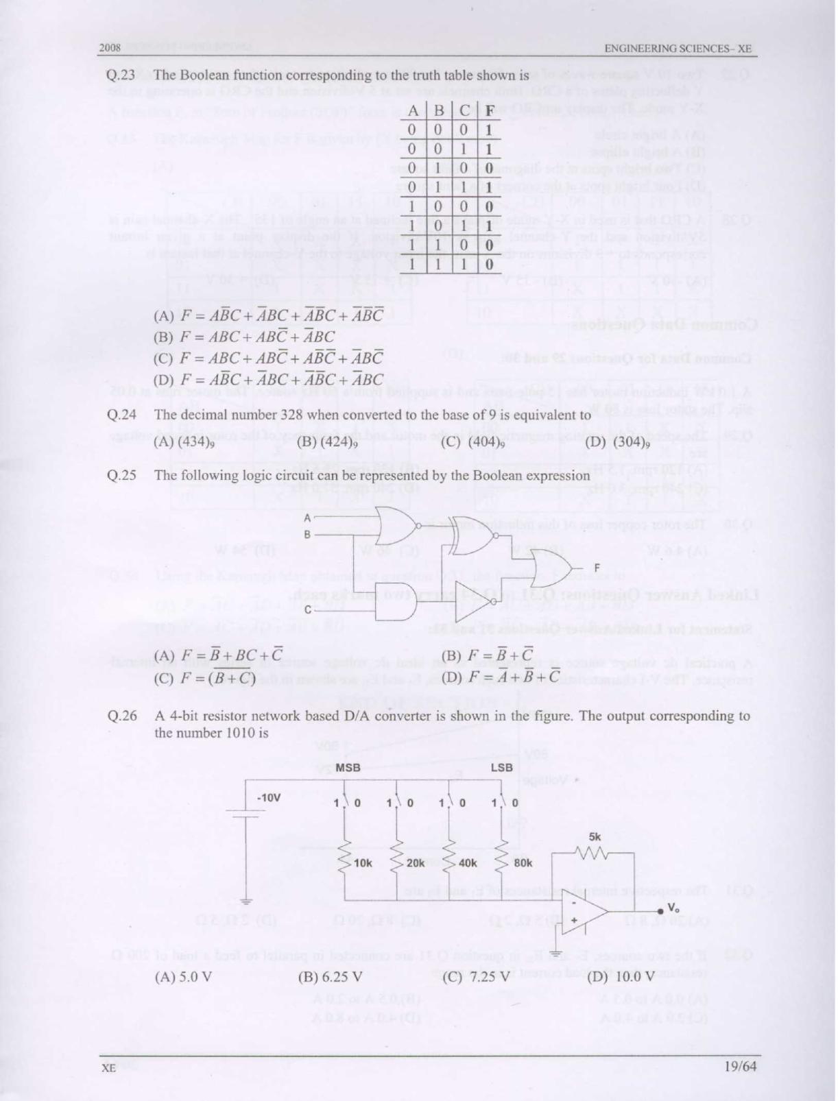 GATE 2008 Engineering Sciences (XE) Question Paper with Answer Key - Page 19