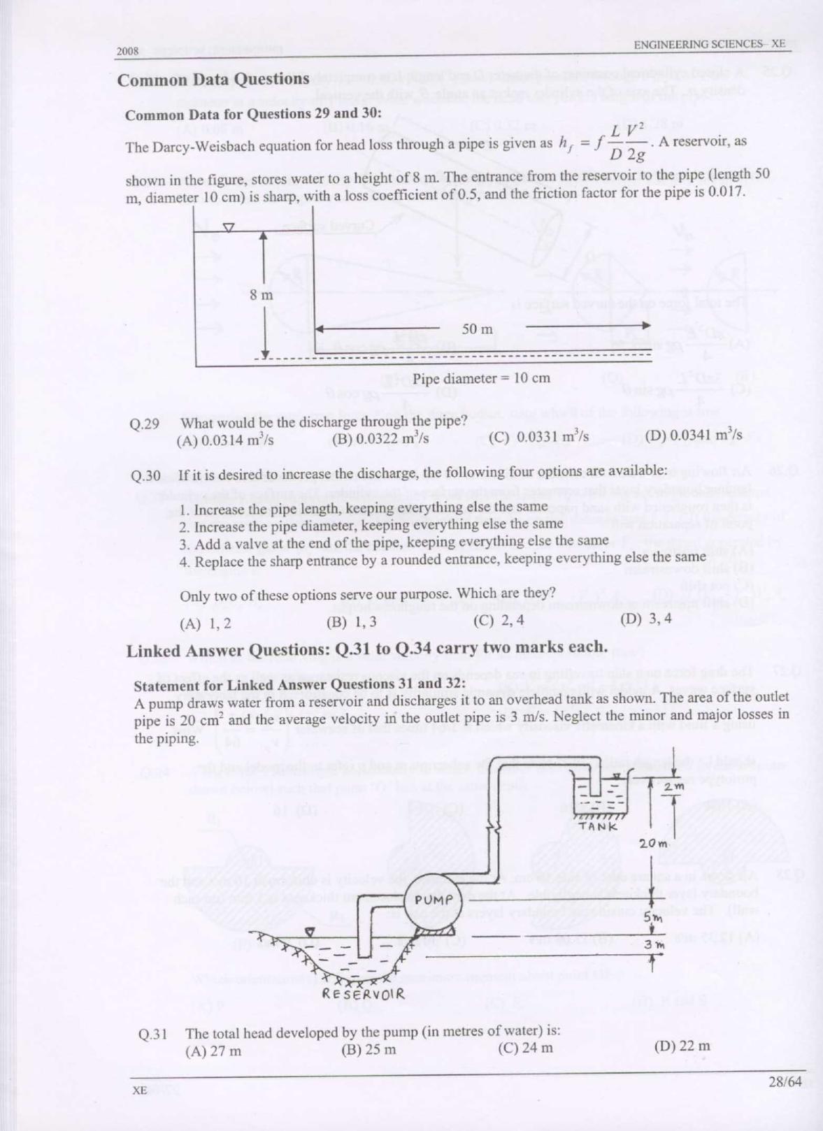 GATE 2008 Engineering Sciences (XE) Question Paper with Answer Key - Page 28
