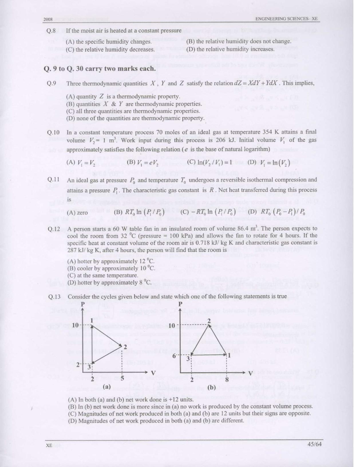 GATE 2008 Engineering Sciences (XE) Question Paper with Answer Key - Page 45