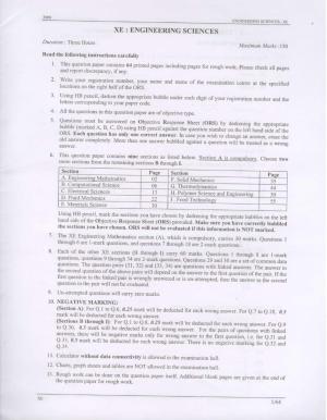 GATE 2008 Engineering Sciences (XE) Question Paper with Answer Key