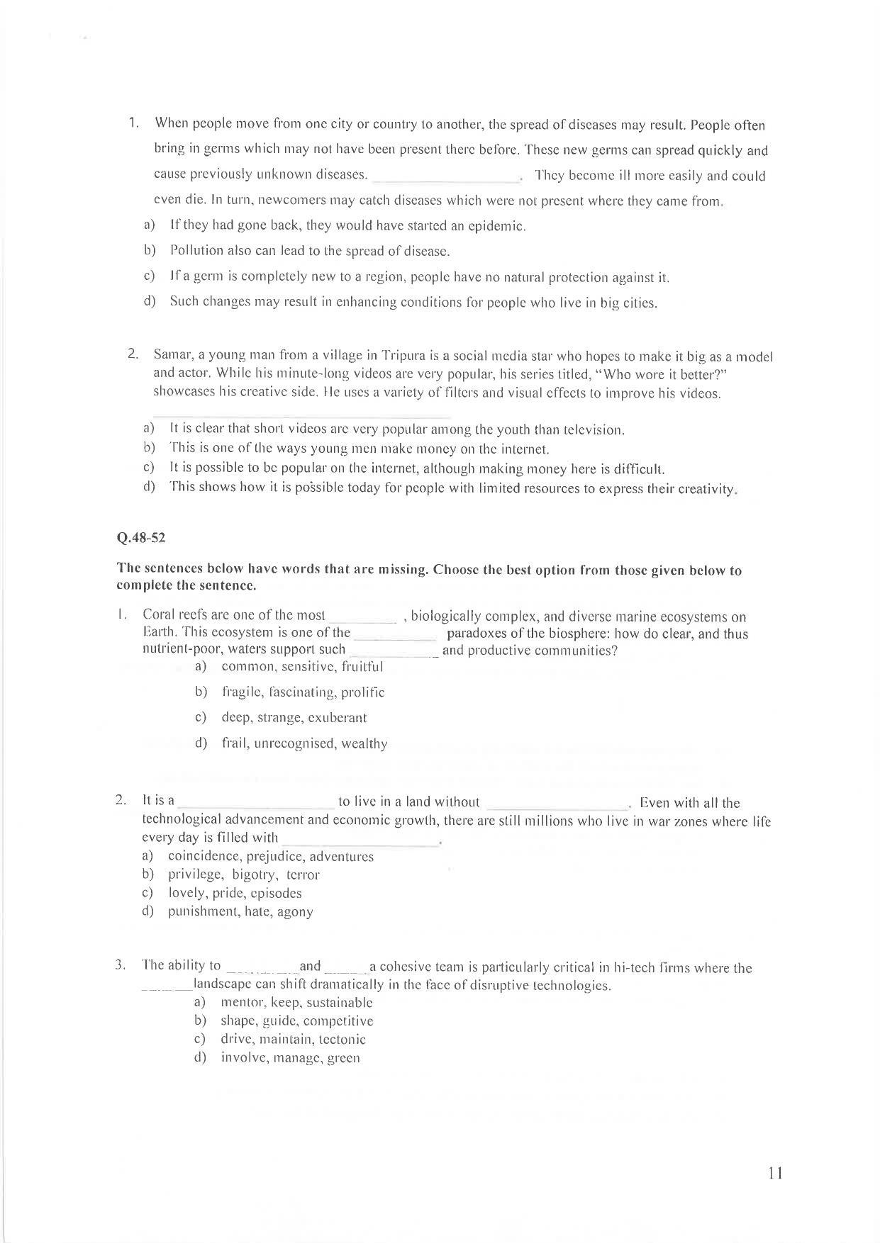IIM Indore IPM 2020 Question Paper - Page 11