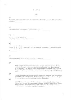 IIM Indore IPM 2020 Question Paper