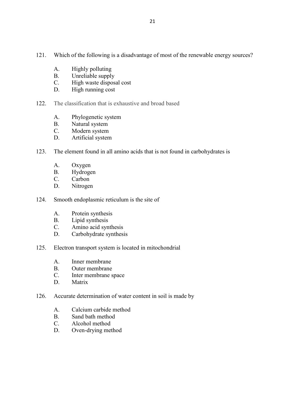 CUSAT CAT 2016 Botany Question Paper - Page 21