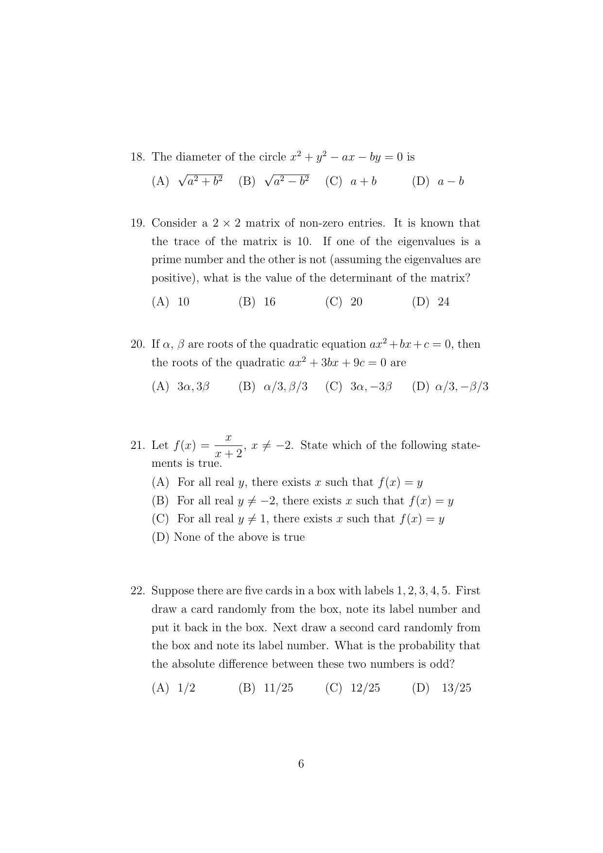 ISI Admission Test PG Diploma in Statistical Methods and Analytics (DST) 2024 Sample Paper - Page 6