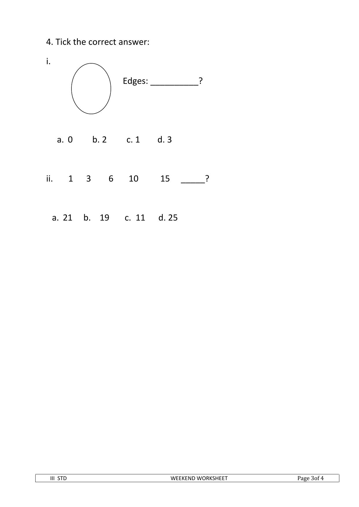 Worksheet for Class 3 Mathematics Assignment 95 - Page 2