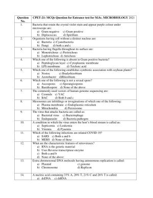 Odisha CPET 2021 MICROBIOLOGY Question Paper