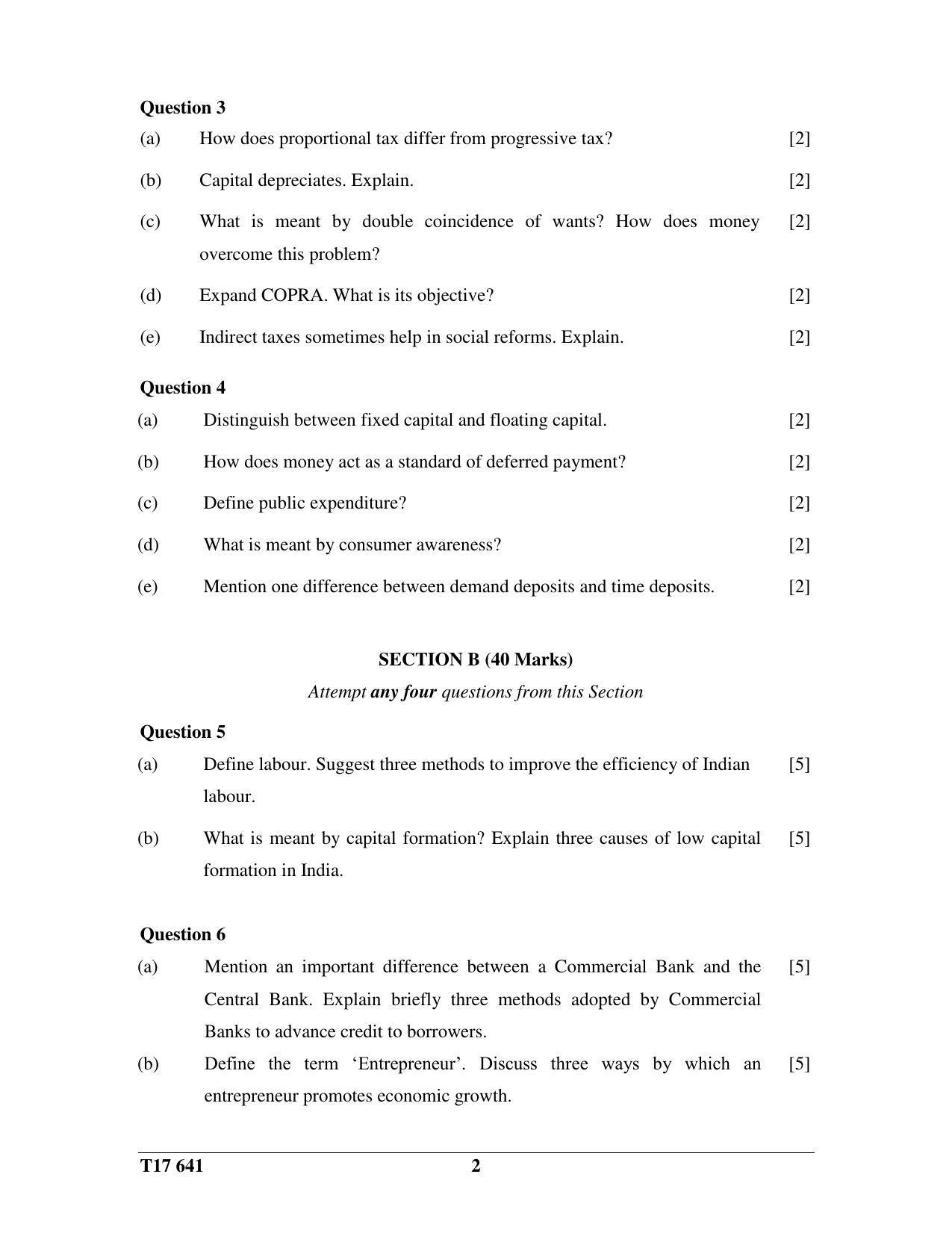 ICSE Class 10 ECONOMICS 2017 Question Paper - Page 2