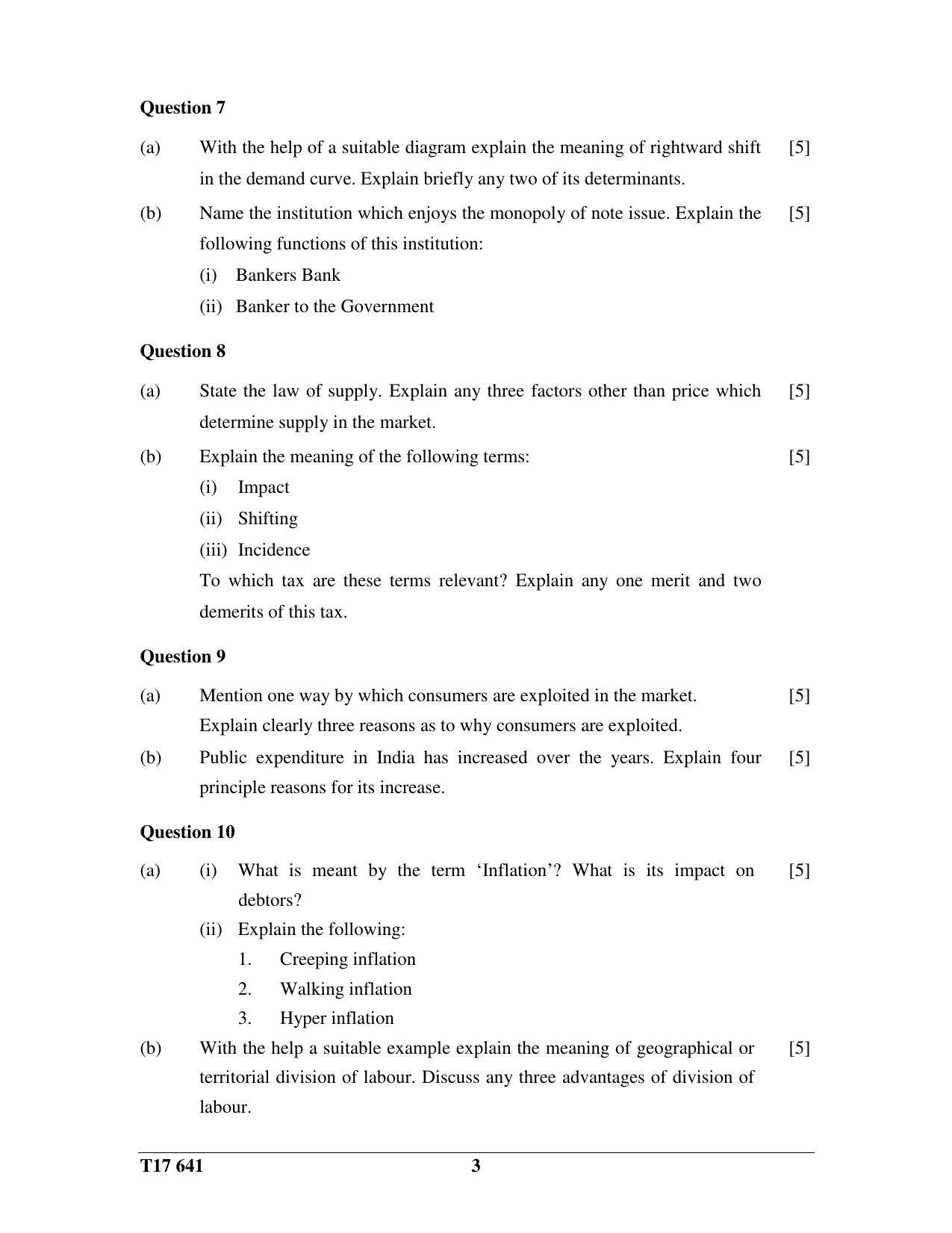 ICSE Class 10 ECONOMICS 2017 Question Paper - Page 3