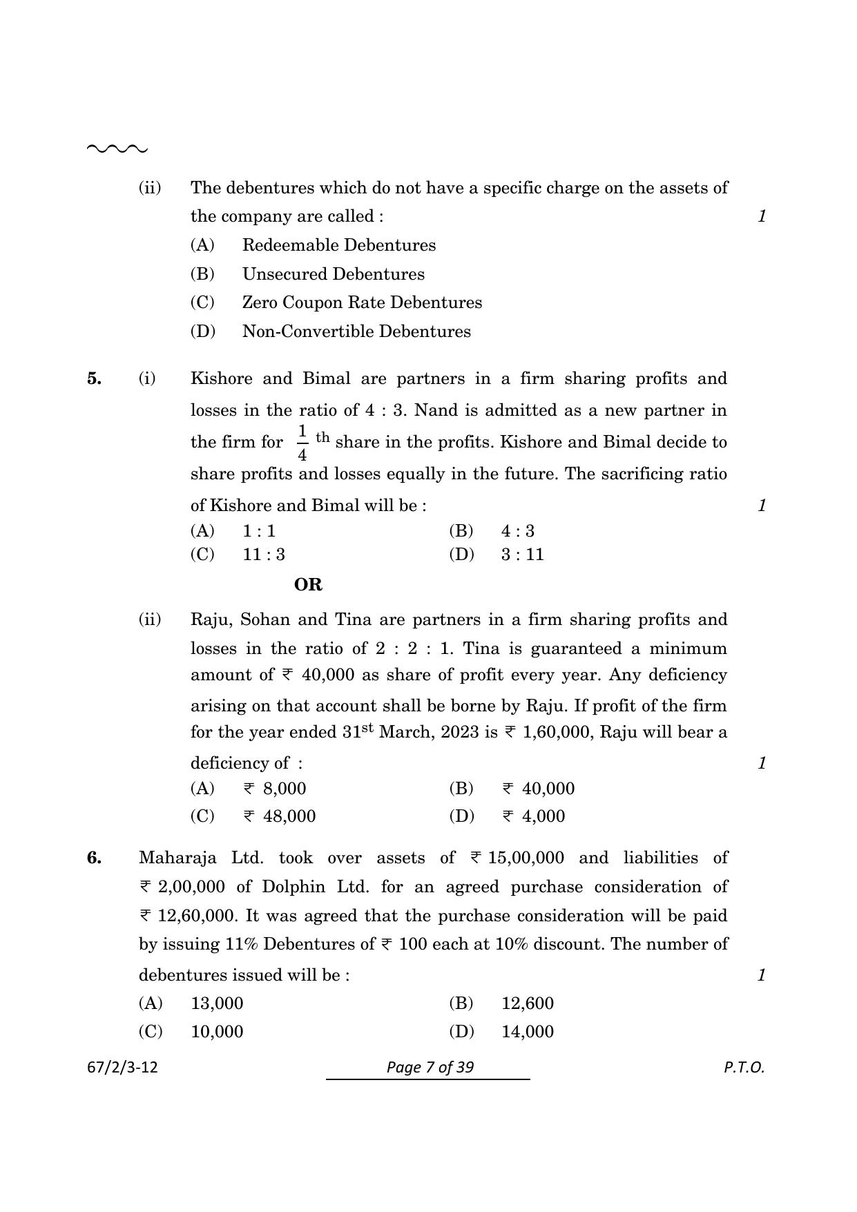CBSE Class 12 67-2-3 Accountancy 2024 Question Paper - Page 7