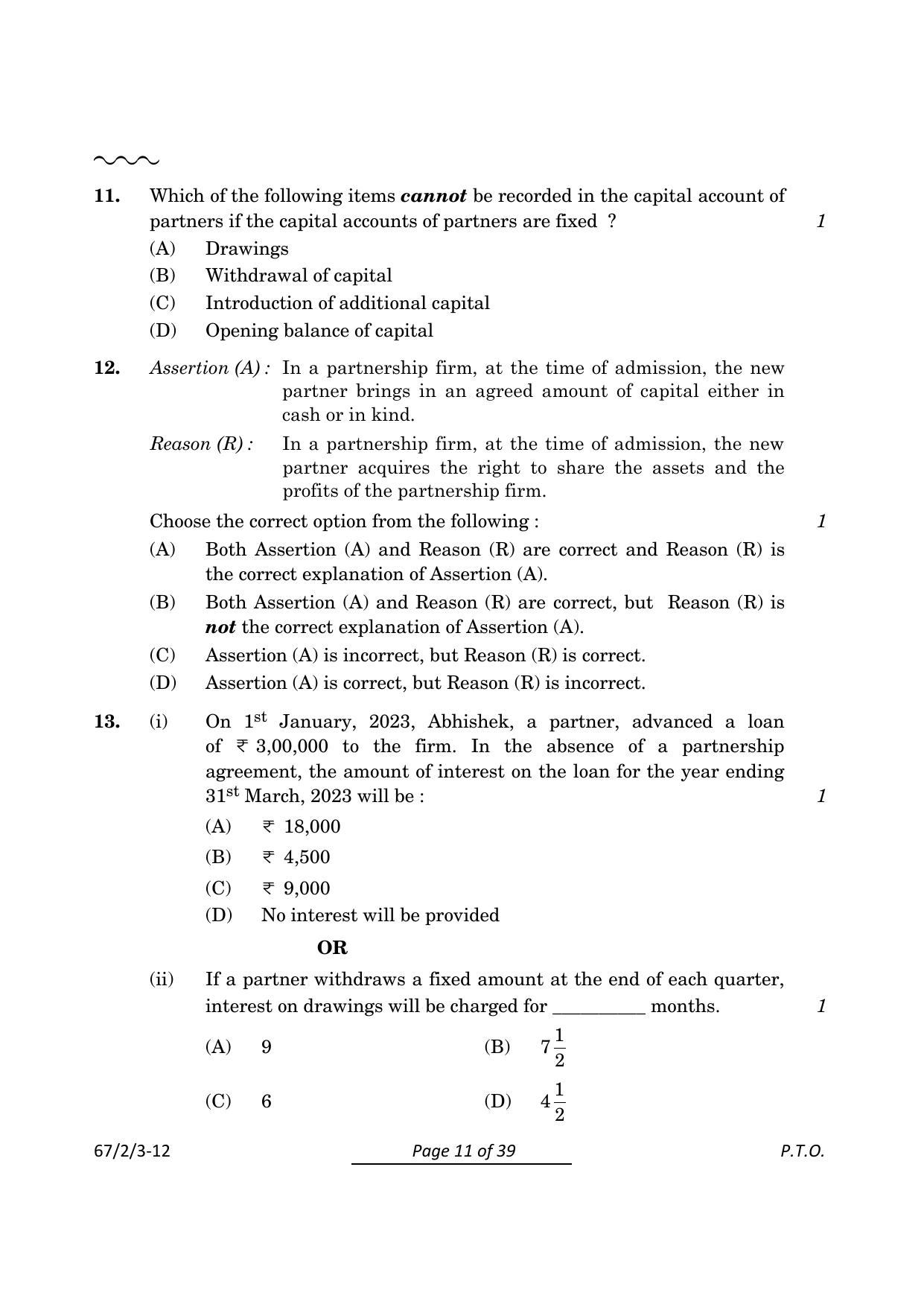 CBSE Class 12 67-2-3 Accountancy 2024 Question Paper - Page 11