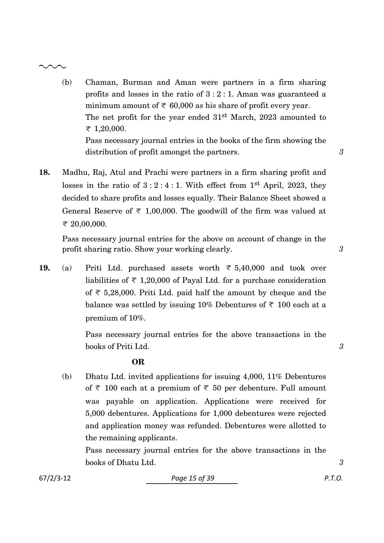 CBSE Class 12 67-2-3 Accountancy 2024 Question Paper - Page 15