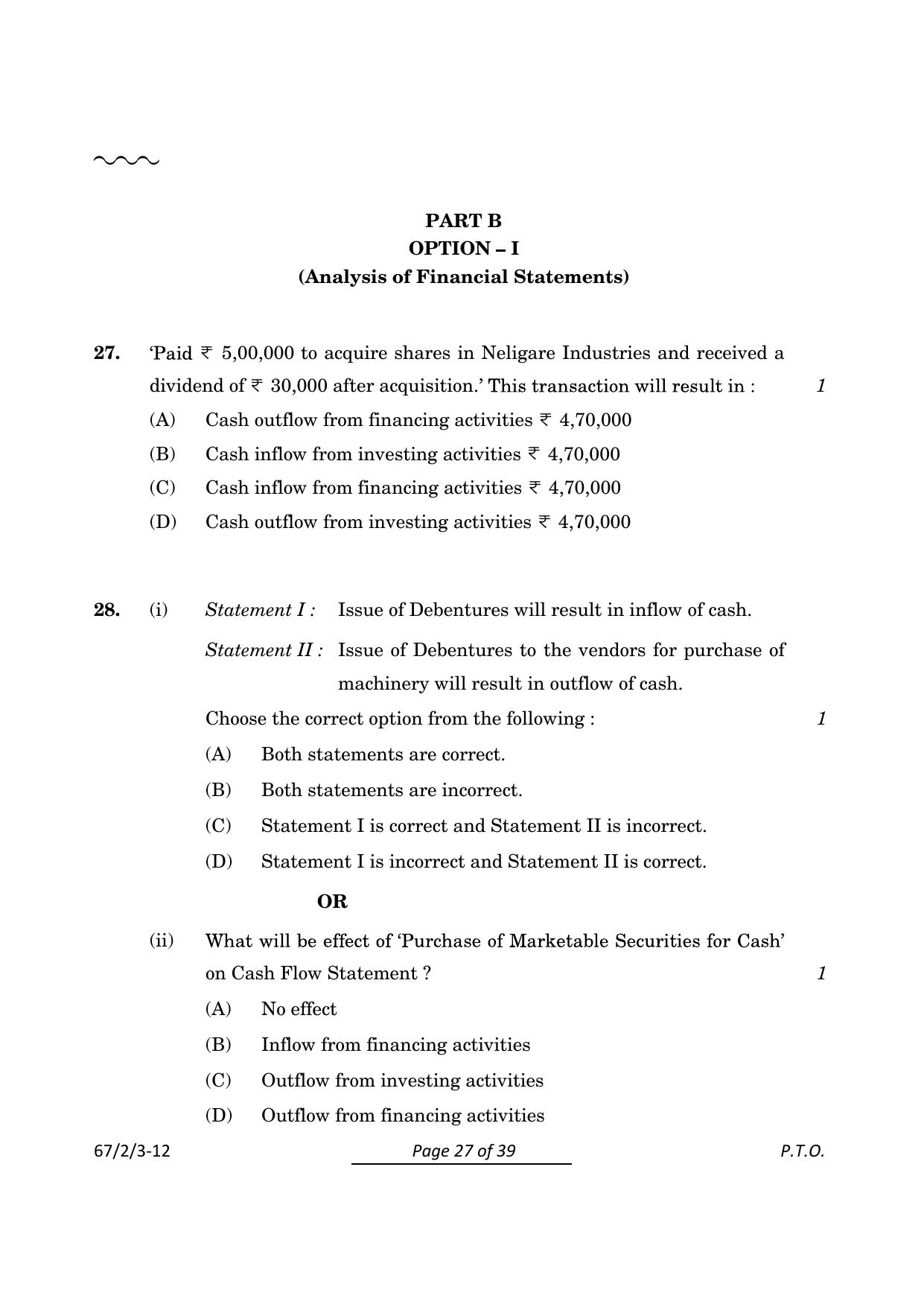 CBSE Class 12 67-2-3 Accountancy 2024 Question Paper - Page 27