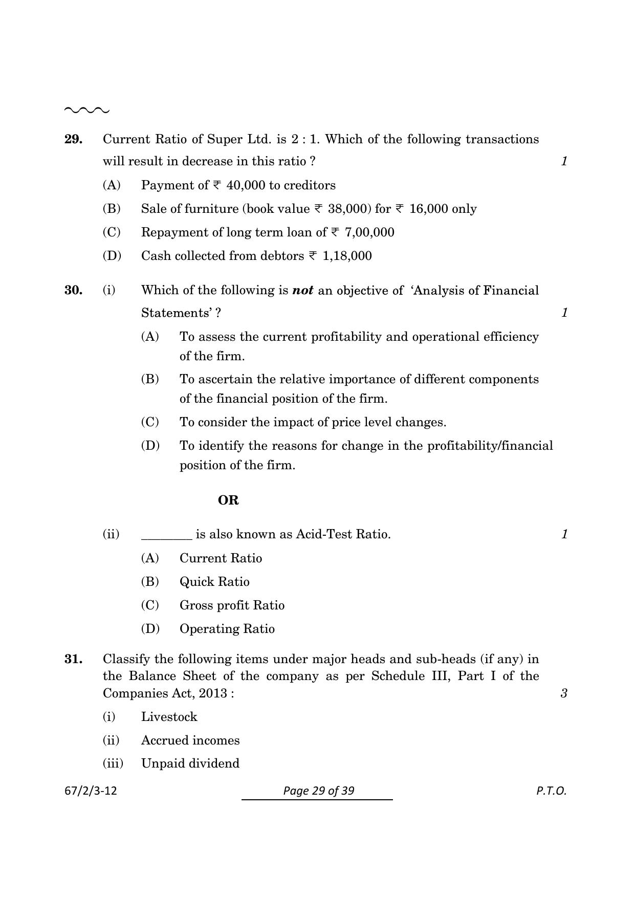 CBSE Class 12 67-2-3 Accountancy 2024 Question Paper - Page 29
