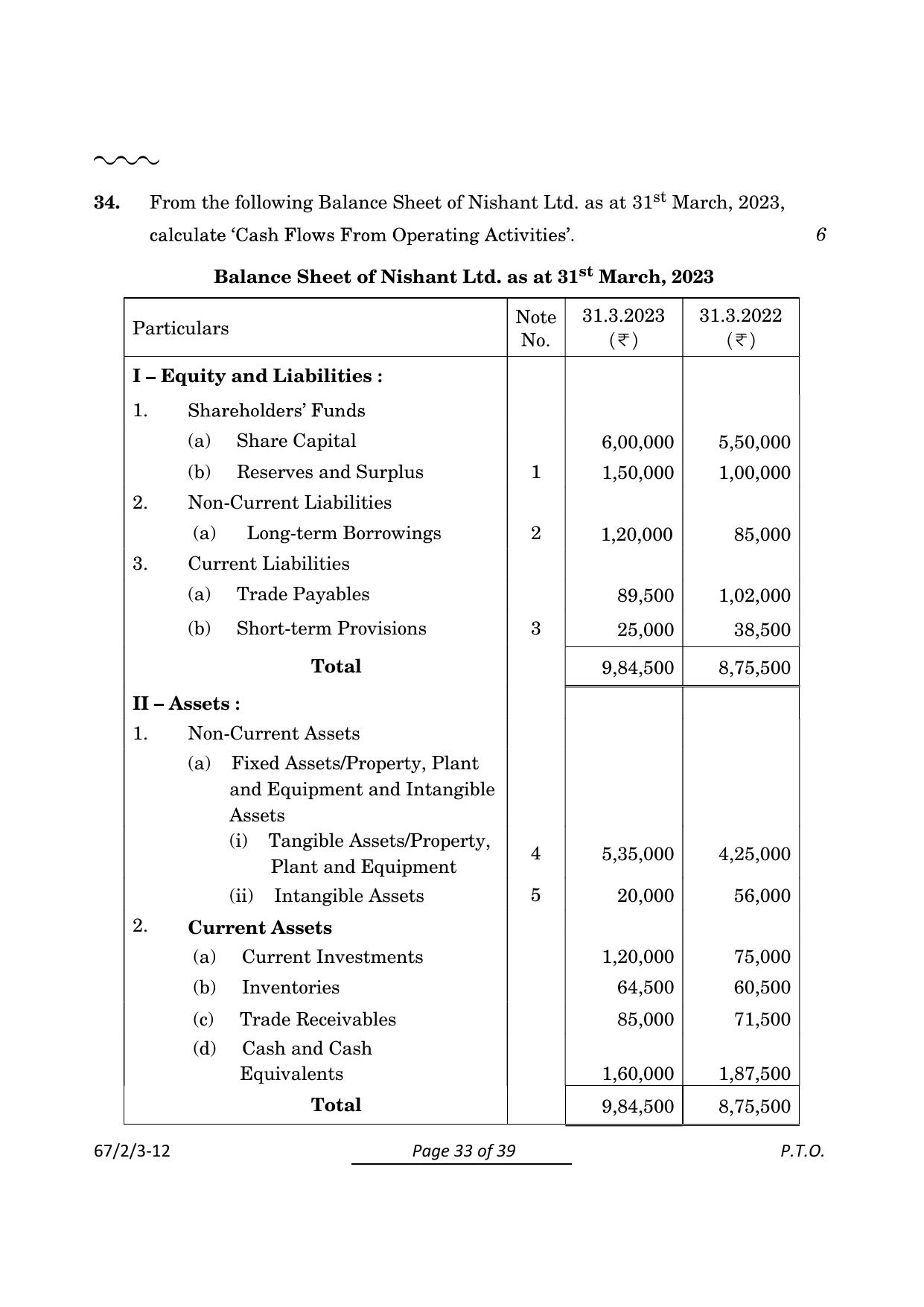 CBSE Class 12 67-2-3 Accountancy 2024 Question Paper - Page 33