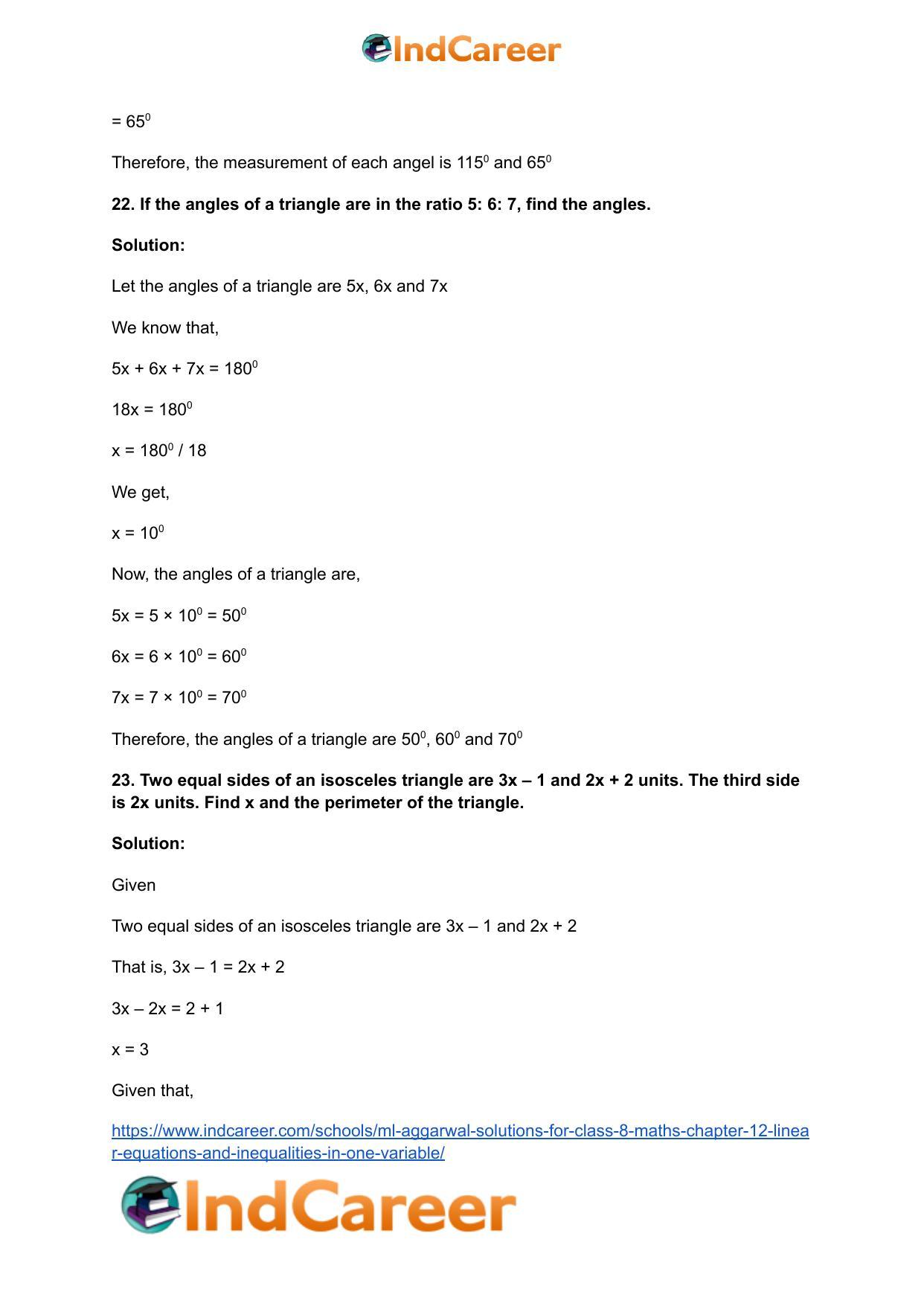 ML Aggarwal Solutions for Class 8 Maths Chapter 12- Linear Equations a ndInequalities in One Variable - Page 32