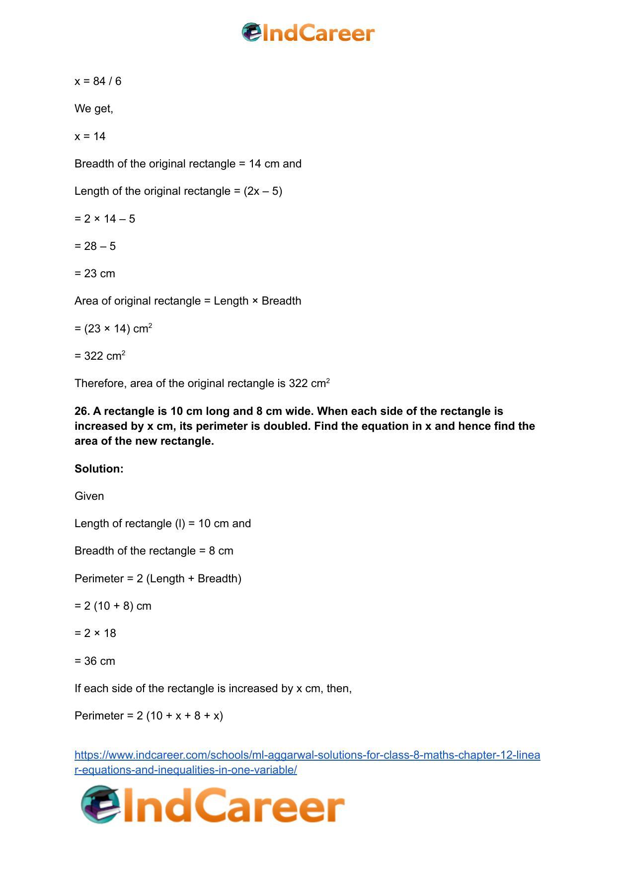 ML Aggarwal Solutions for Class 8 Maths Chapter 12- Linear Equations a ndInequalities in One Variable - Page 35
