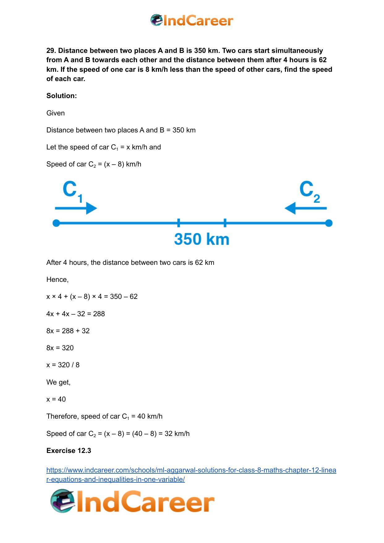 ML Aggarwal Solutions for Class 8 Maths Chapter 12- Linear Equations a ndInequalities in One Variable - Page 38