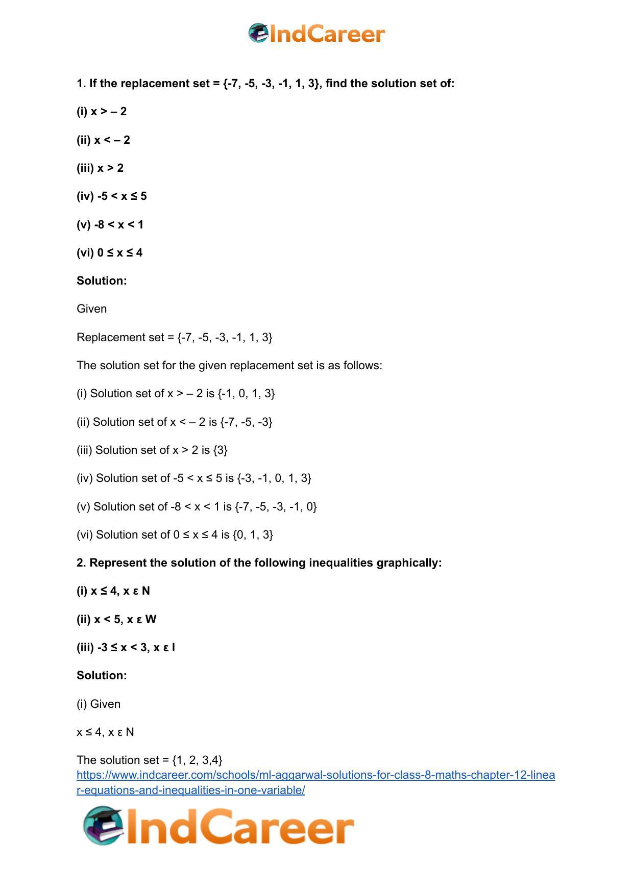 ML Aggarwal Solutions for Class 8 Maths Chapter 12- Linear Equations a ndInequalities in One Variable - Page 39