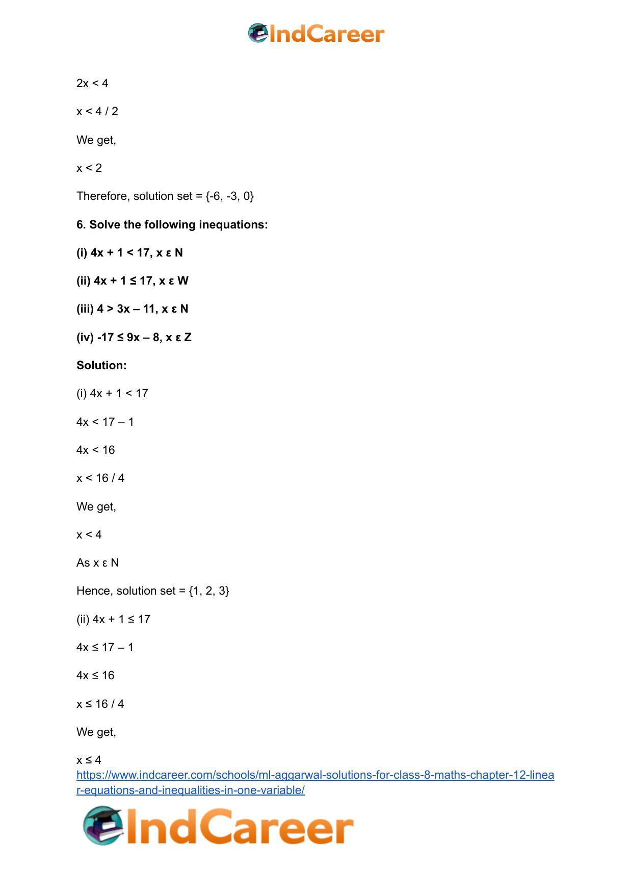 ML Aggarwal Solutions for Class 8 Maths Chapter 12- Linear Equations a ndInequalities in One Variable - Page 43