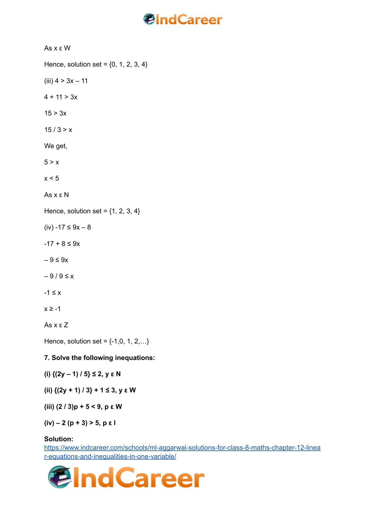 ML Aggarwal Solutions for Class 8 Maths Chapter 12- Linear Equations a ndInequalities in One Variable - Page 44