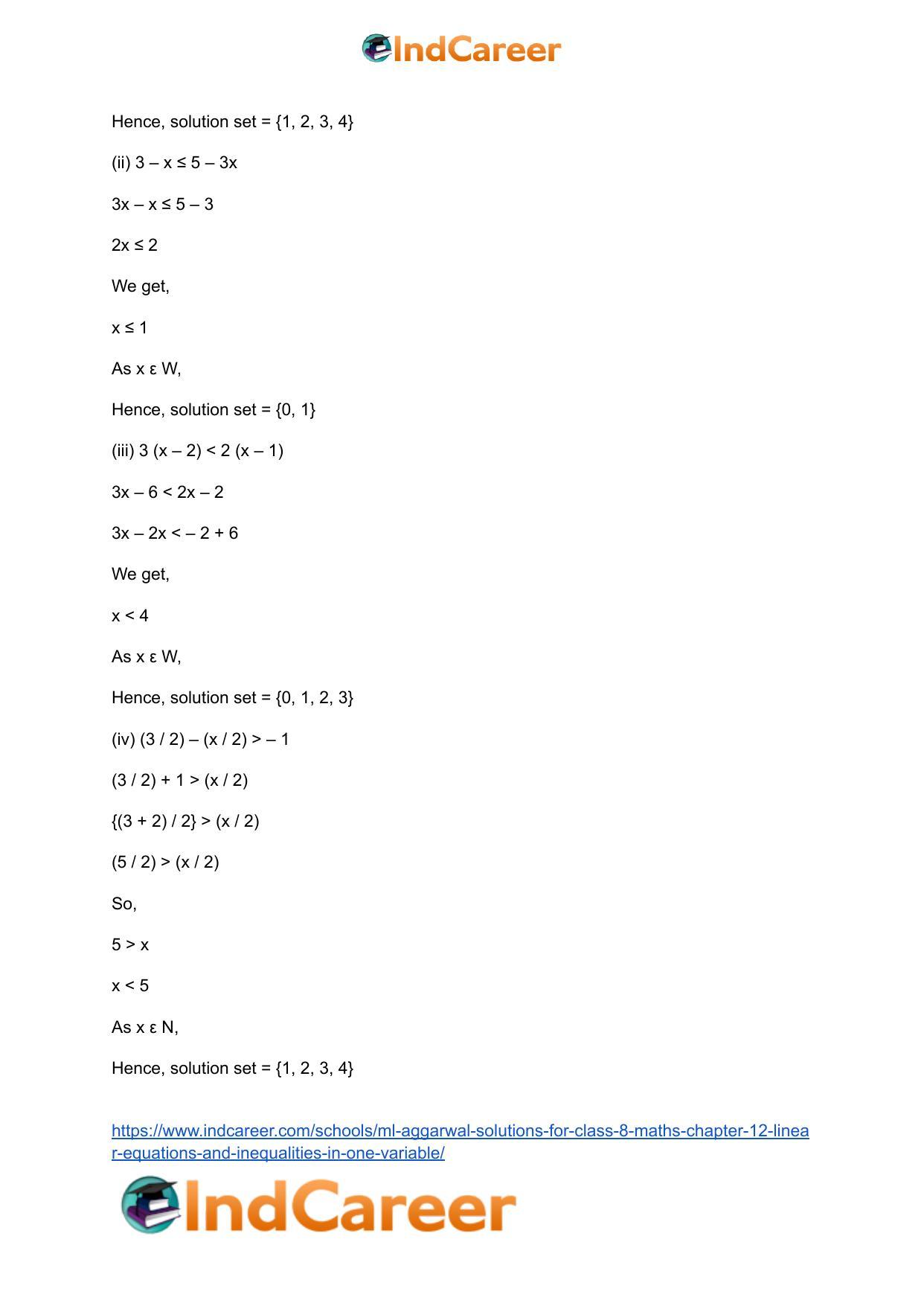 ML Aggarwal Solutions for Class 8 Maths Chapter 12- Linear Equations a ndInequalities in One Variable - Page 47