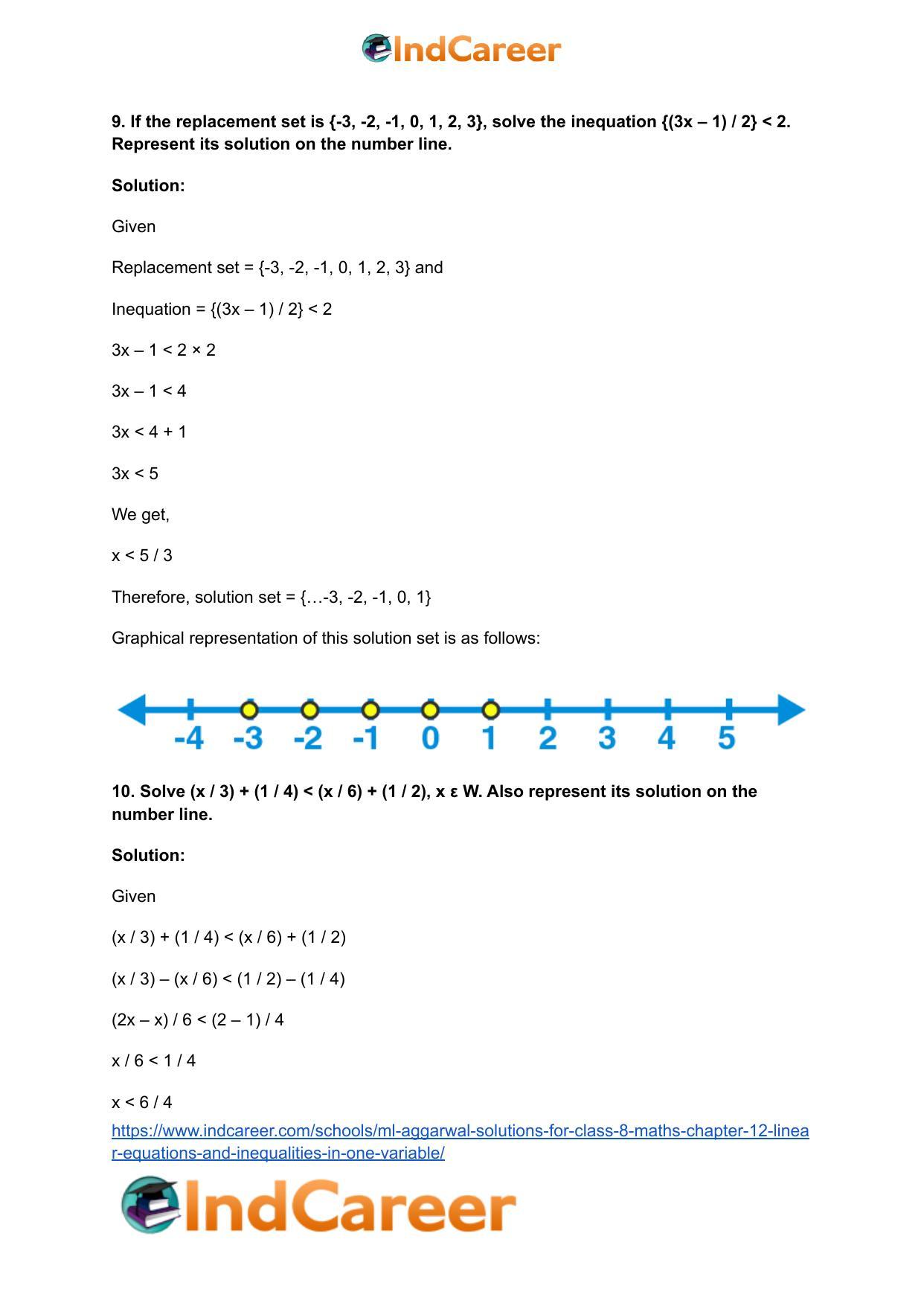 ML Aggarwal Solutions for Class 8 Maths Chapter 12- Linear Equations a ndInequalities in One Variable - Page 48