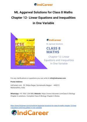 ML Aggarwal Solutions for Class 8 Maths Chapter 12- Linear Equations a ndInequalities in One Variable
