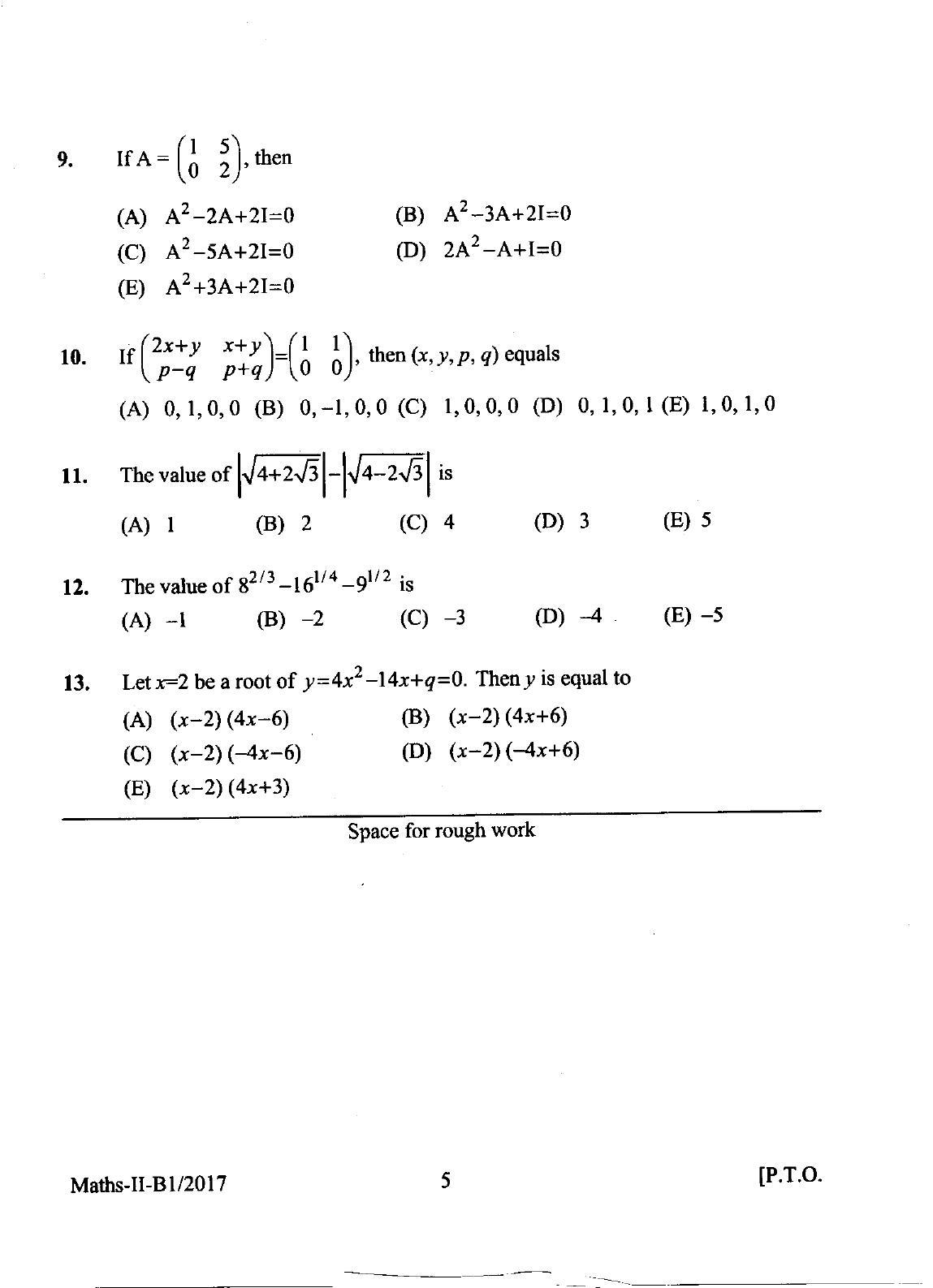 KEAM Paper II 2017 Question Paper - Page 5