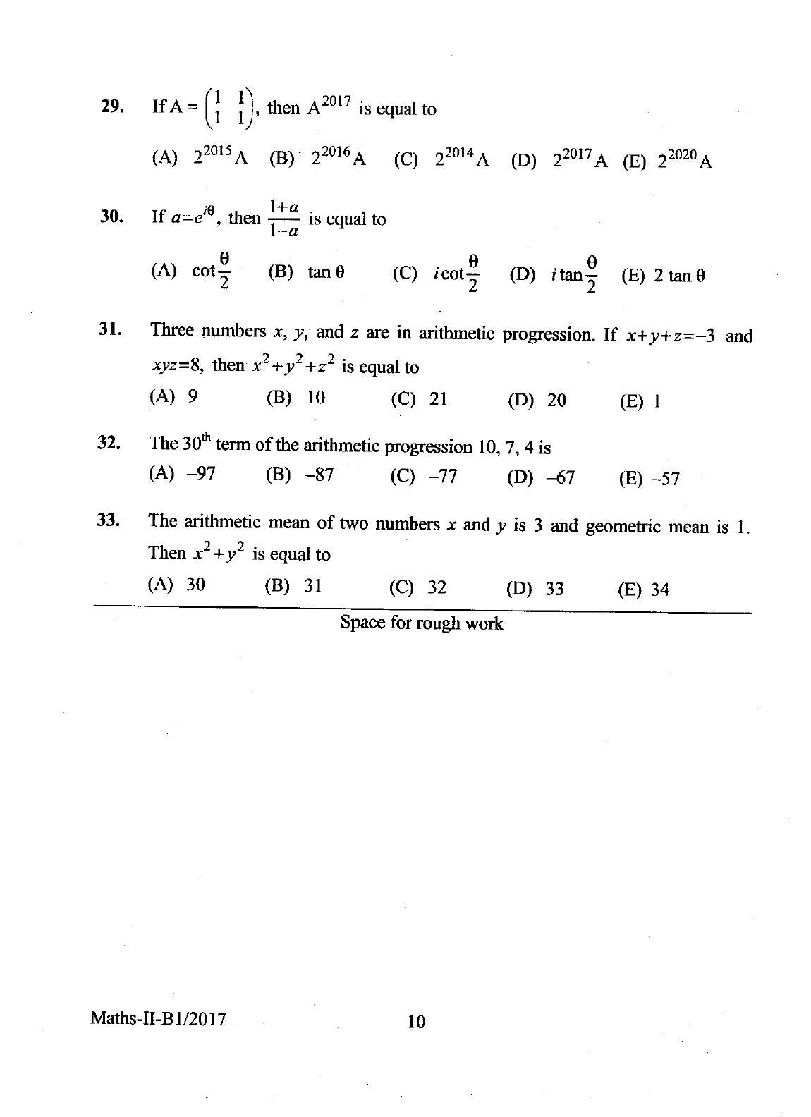 KEAM Paper II 2017 Question Paper - Page 10