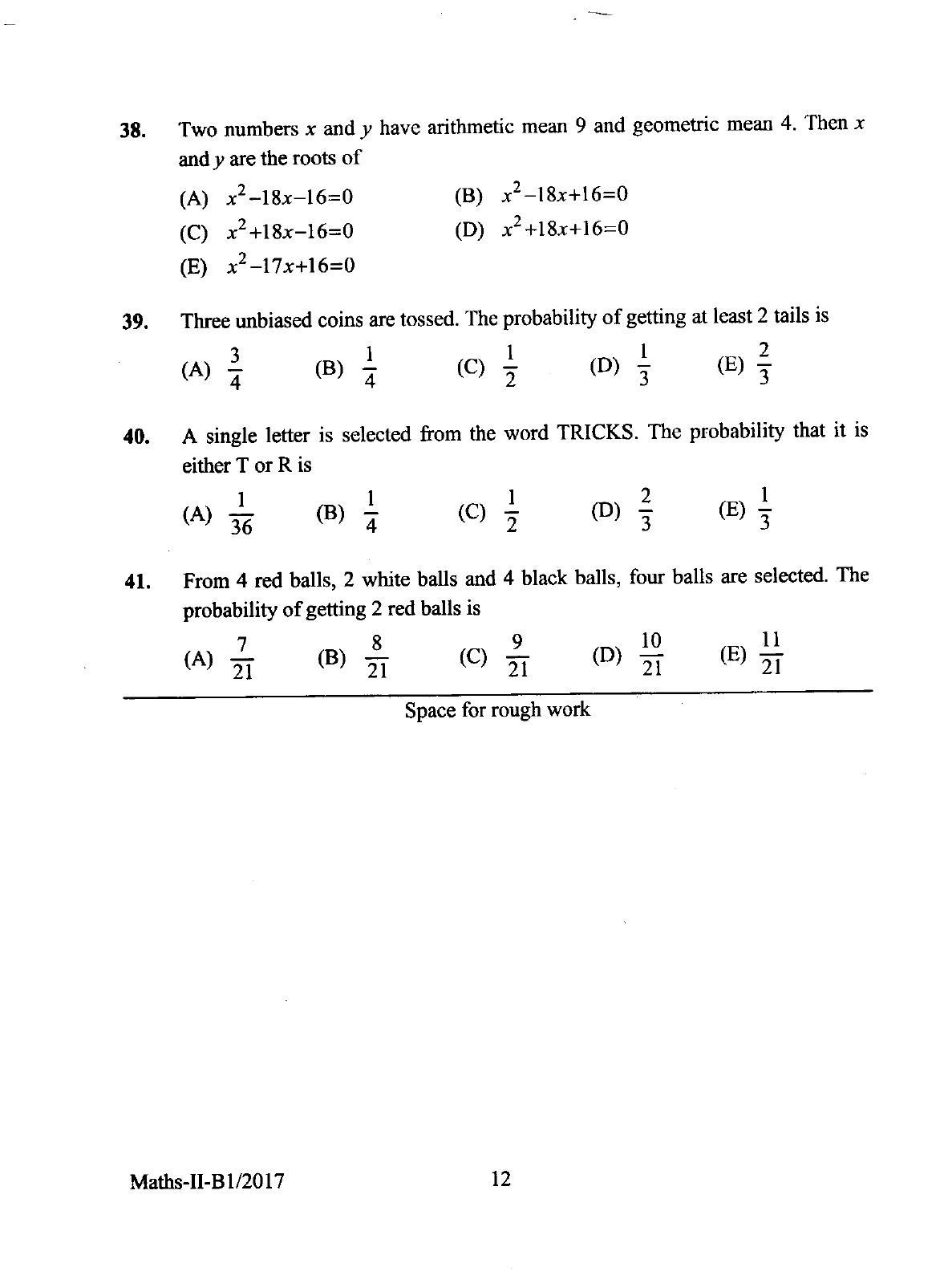 KEAM Paper II 2017 Question Paper - Page 12