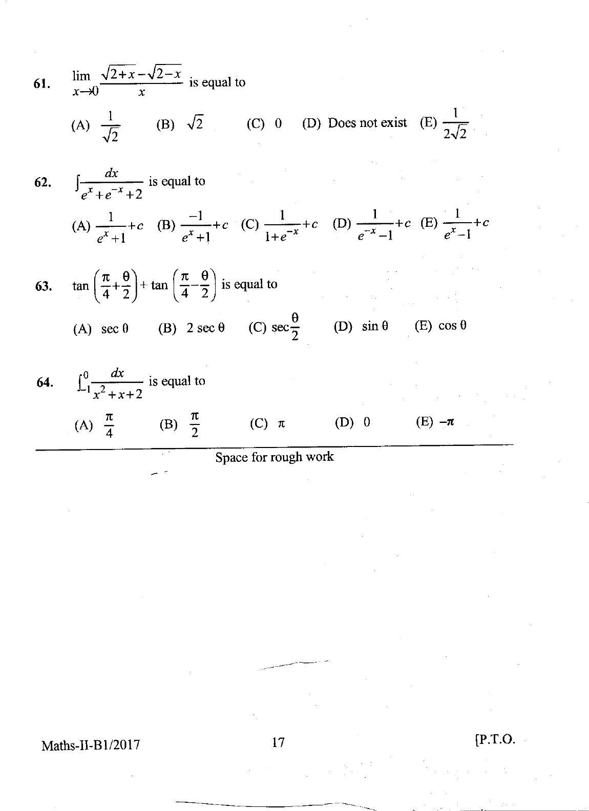 KEAM Paper II 2017 Question Paper - Page 17