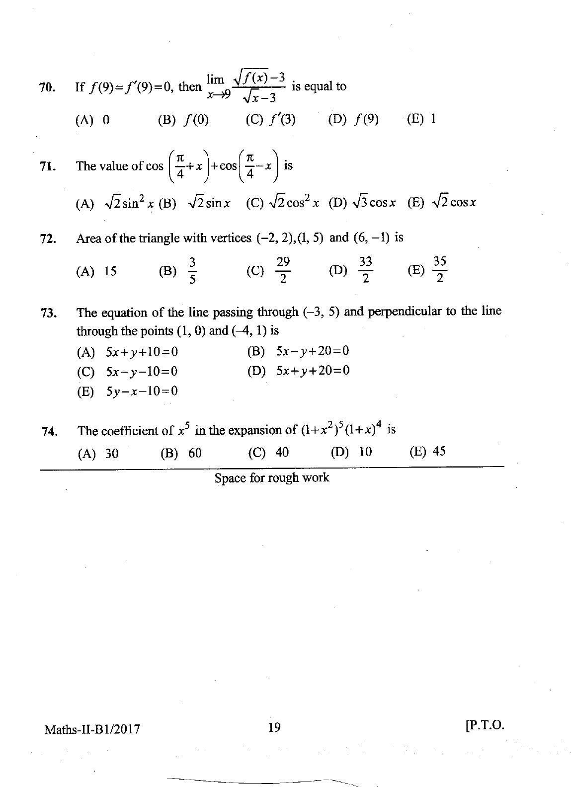 KEAM Paper II 2017 Question Paper - Page 19