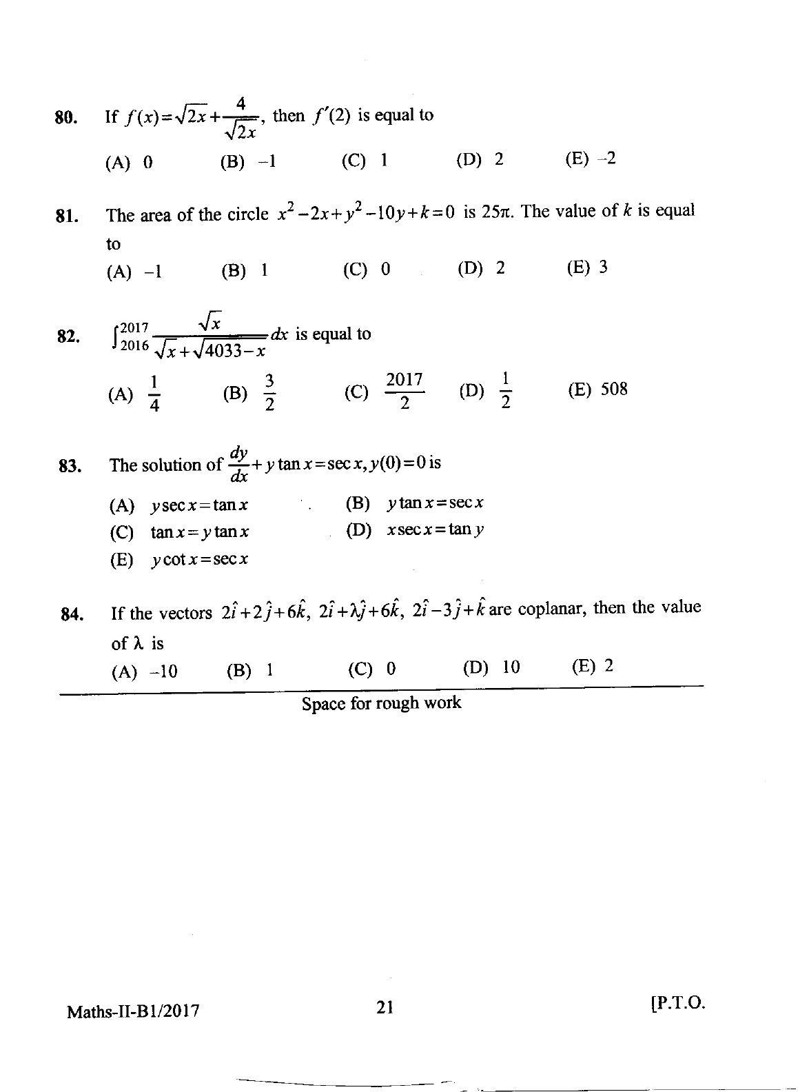 KEAM Paper II 2017 Question Paper - Page 21