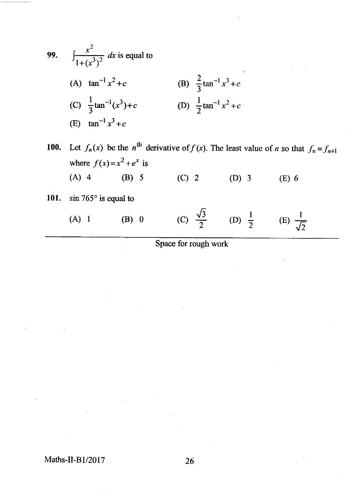 KEAM Paper II 2017 Question Paper - Page 26