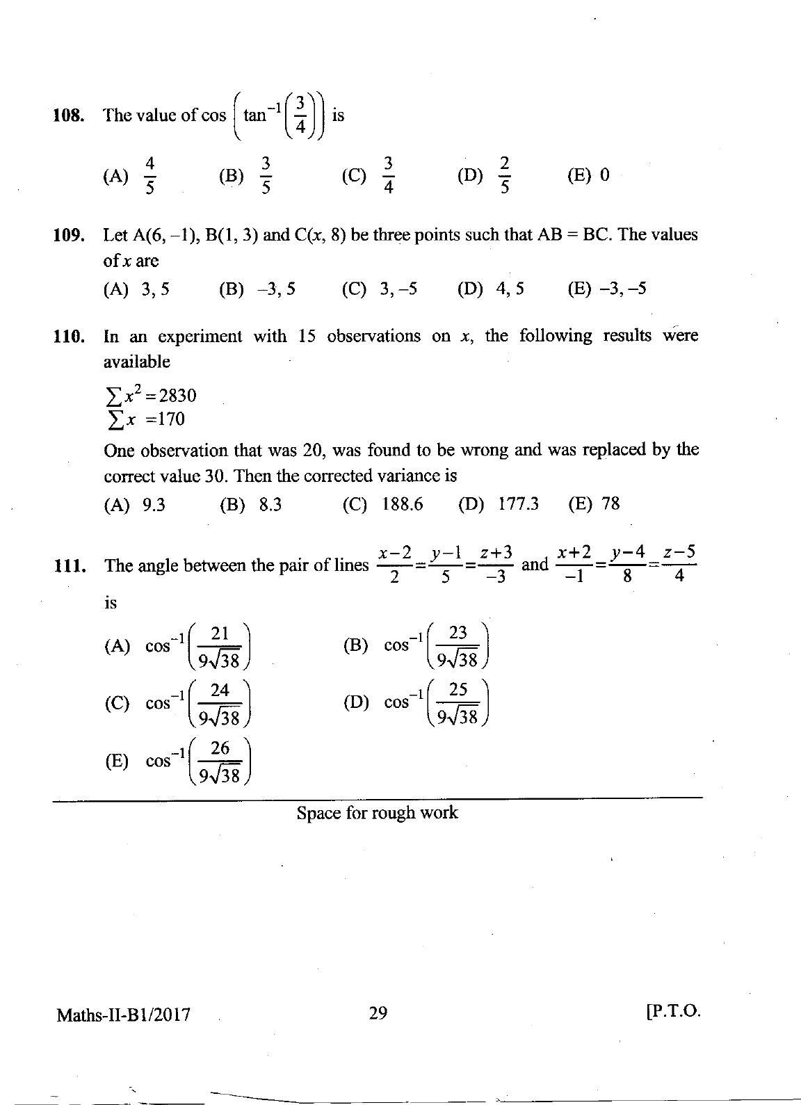 KEAM Paper II 2017 Question Paper - Page 29