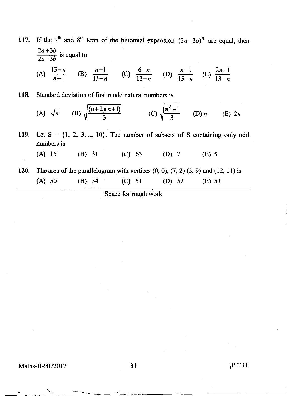 KEAM Paper II 2017 Question Paper - Page 31