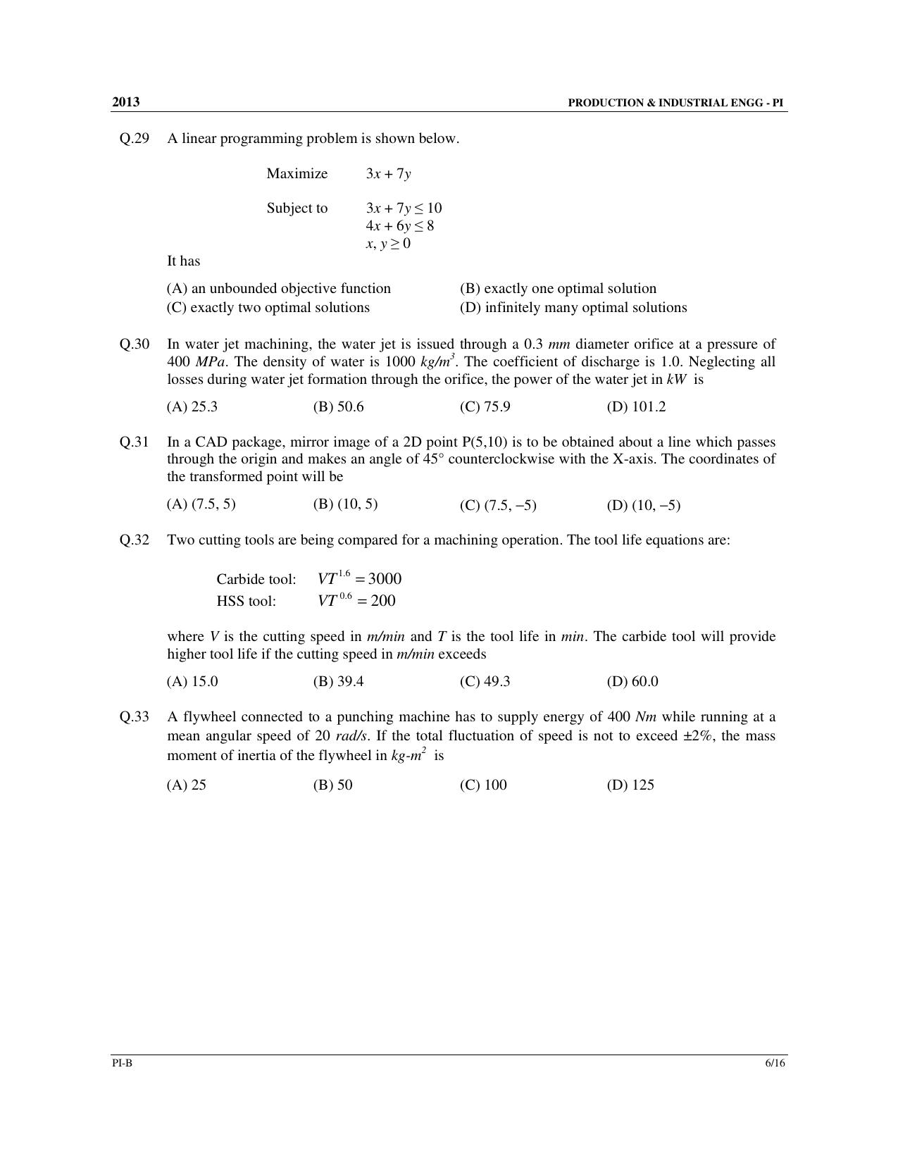 GATE 2013 Production and Industrial Engineering (PI) Question Paper with Answer Key - Page 21