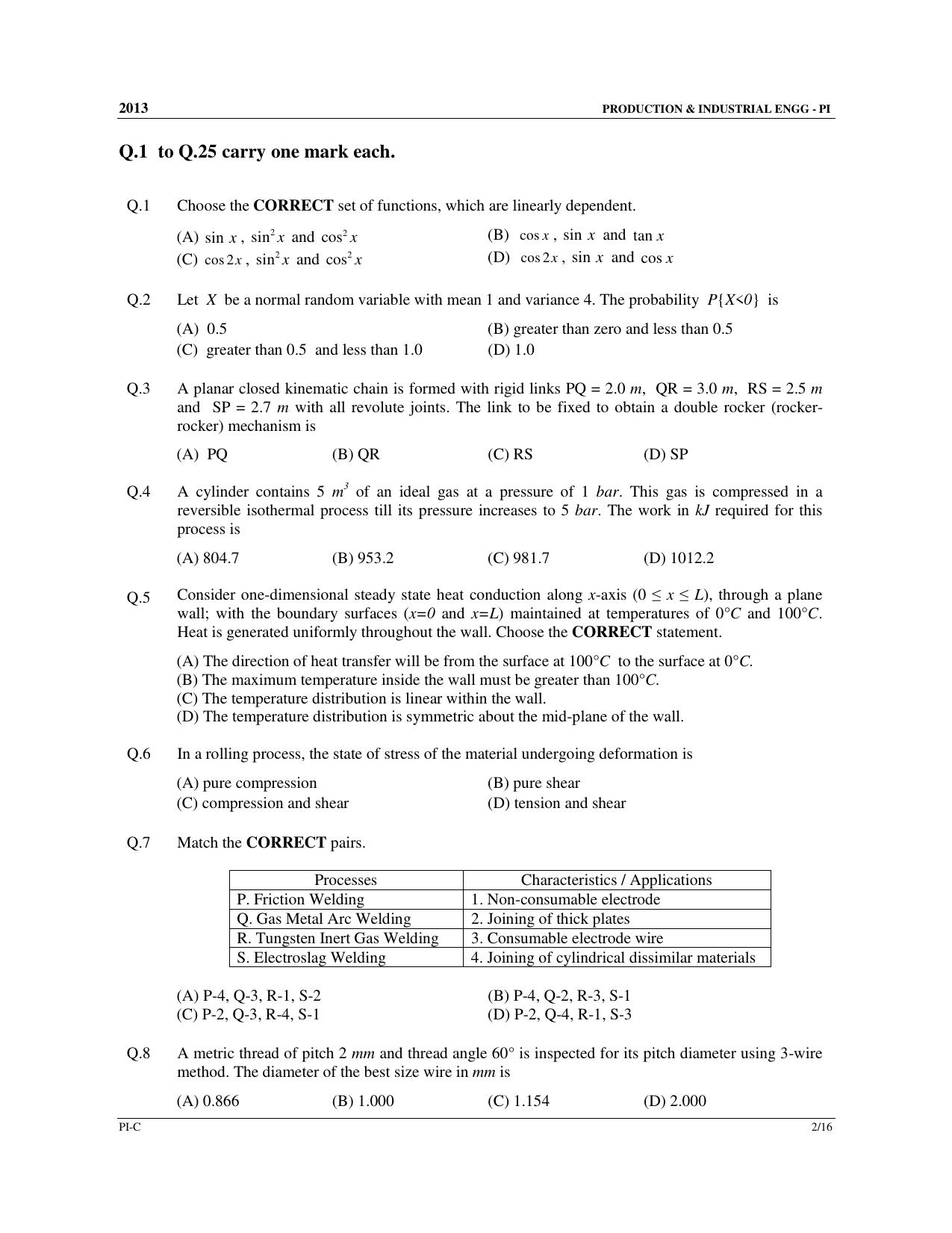 GATE 2013 Production and Industrial Engineering (PI) Question Paper with Answer Key - Page 31