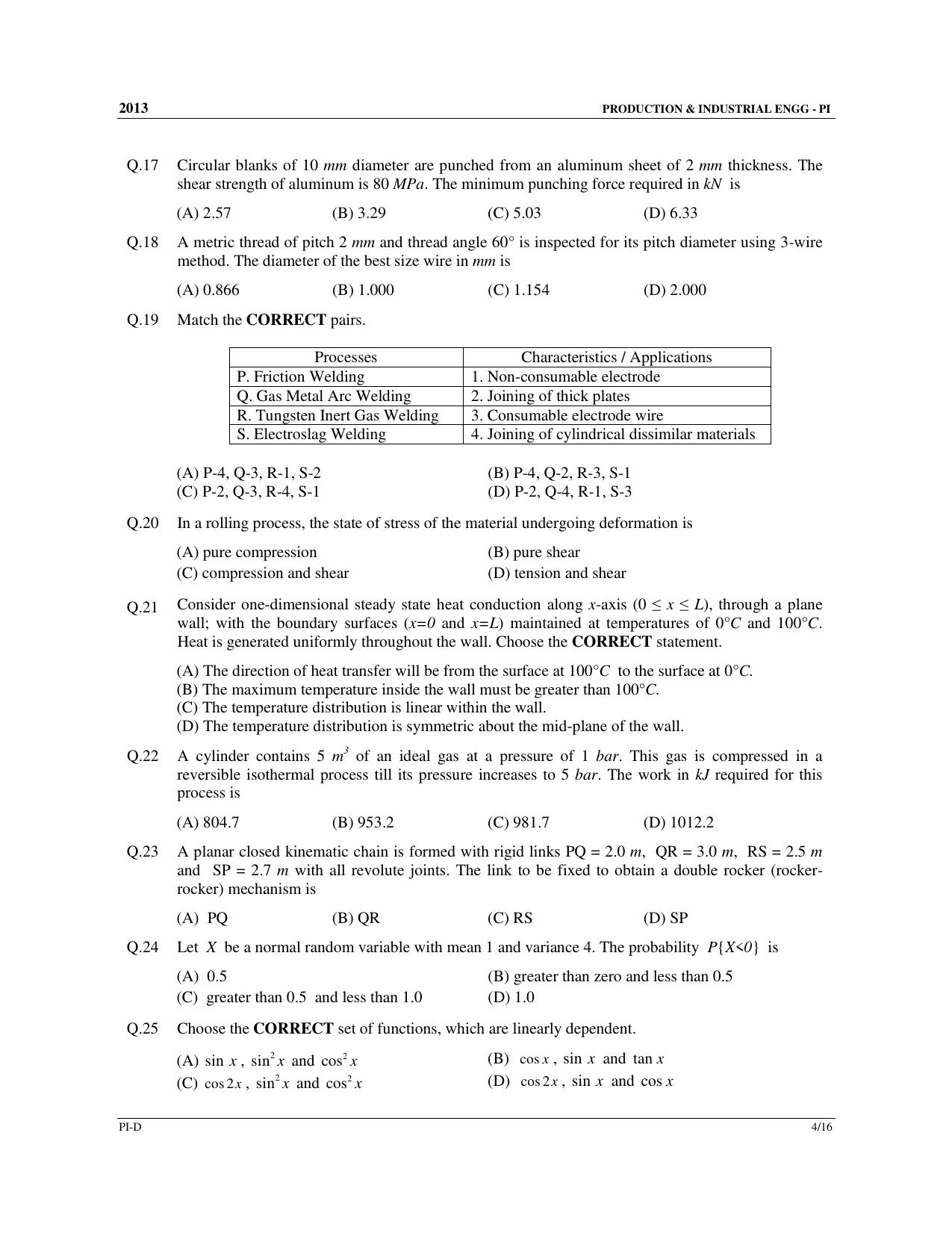 GATE 2013 Production and Industrial Engineering (PI) Question Paper with Answer Key - Page 47