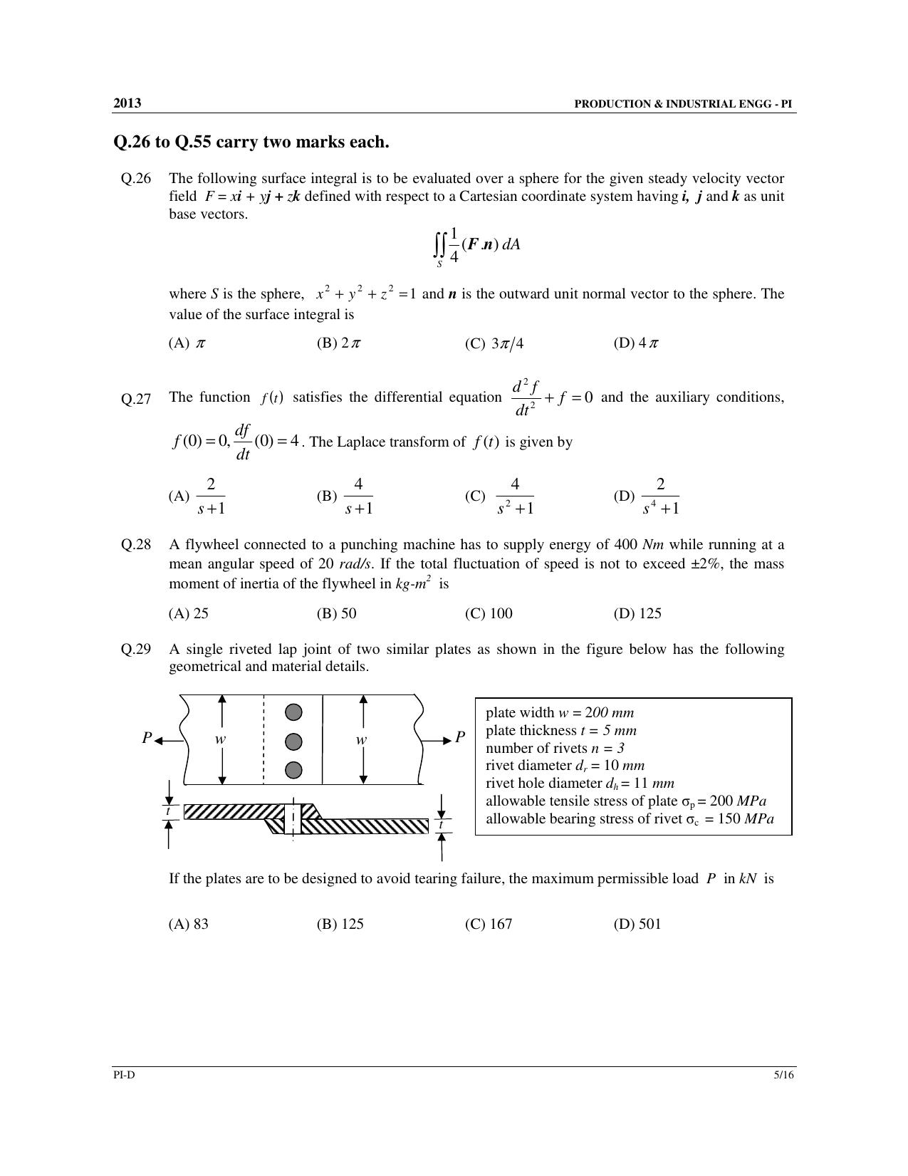 GATE 2013 Production and Industrial Engineering (PI) Question Paper with Answer Key - Page 48