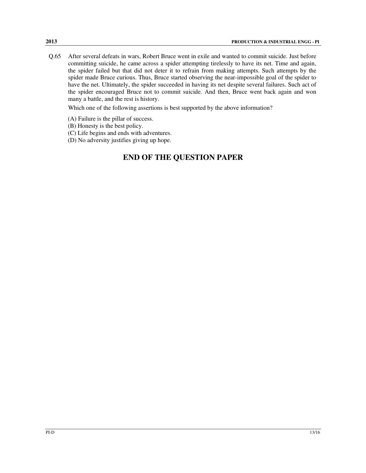 GATE 2013 Production and Industrial Engineering (PI) Question Paper with Answer Key - Page 56