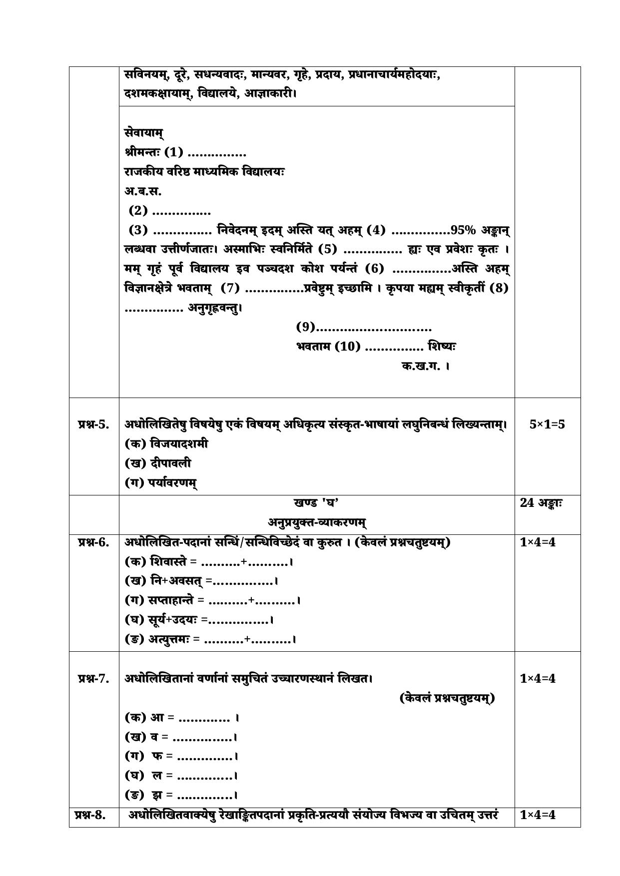 HPBOSE Class 9th Sanskrit Sample Question Papers 2025 - Page 4