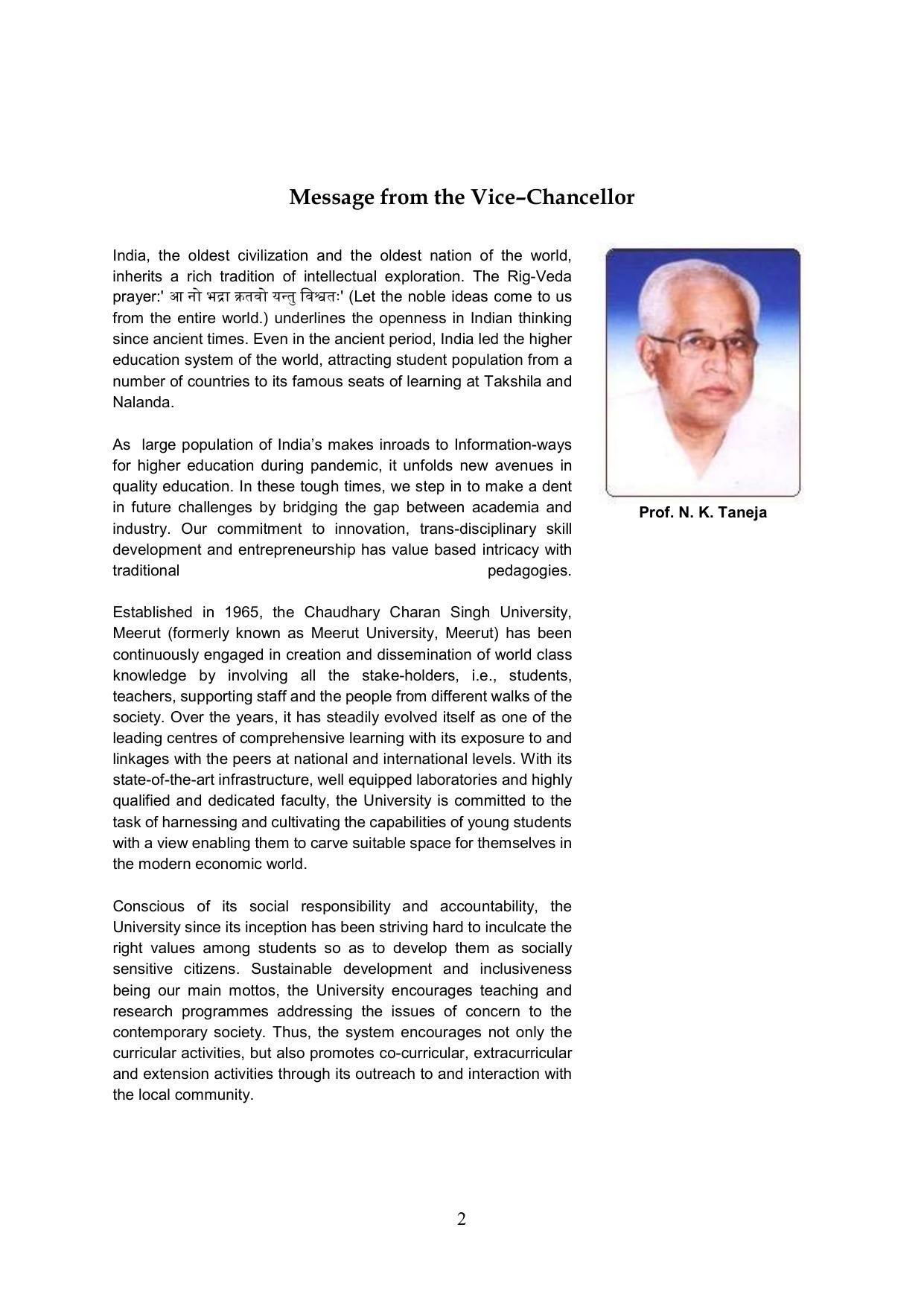 Chaudhary Charan Singh University: Meerut University, Meerut Information Brochure 2021-22 - Page 2