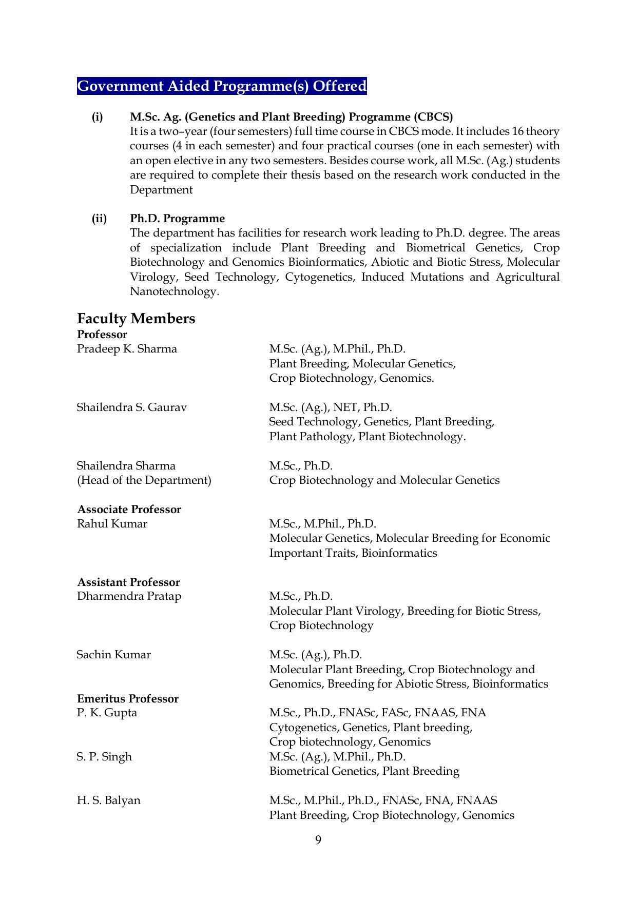 Chaudhary Charan Singh University: Meerut University, Meerut Information Brochure 2021-22 - Page 9