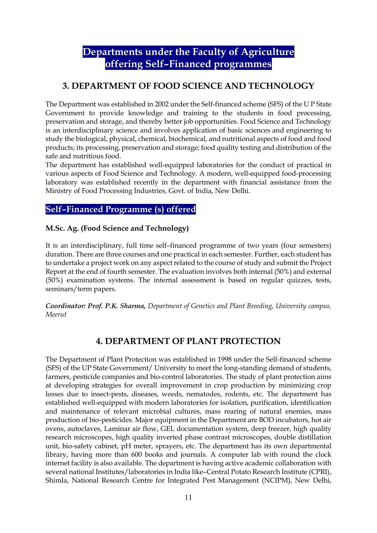 Chaudhary Charan Singh University: Meerut University, Meerut Information Brochure 2021-22 - Page 11