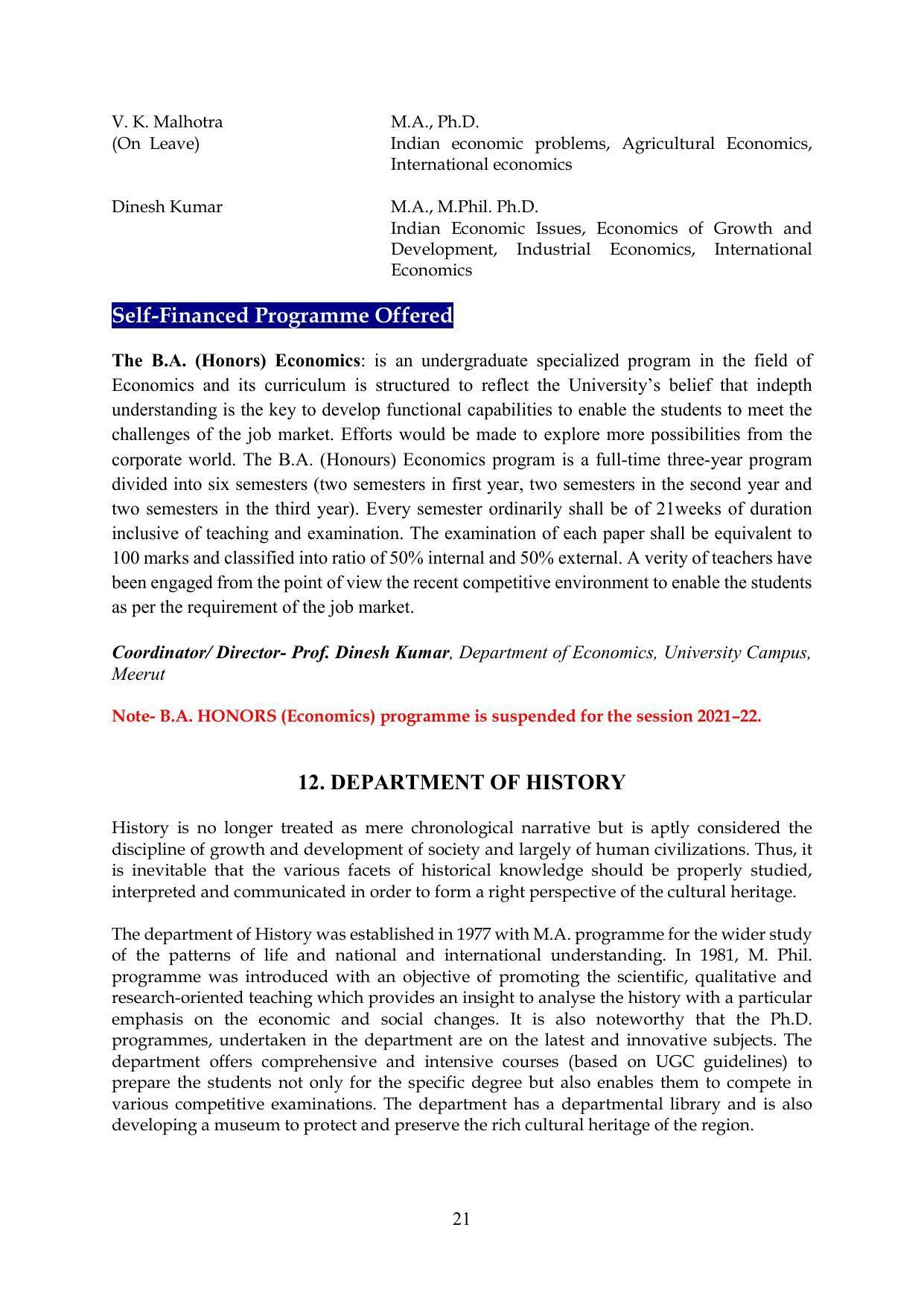 Chaudhary Charan Singh University: Meerut University, Meerut Information Brochure 2021-22 - Page 21