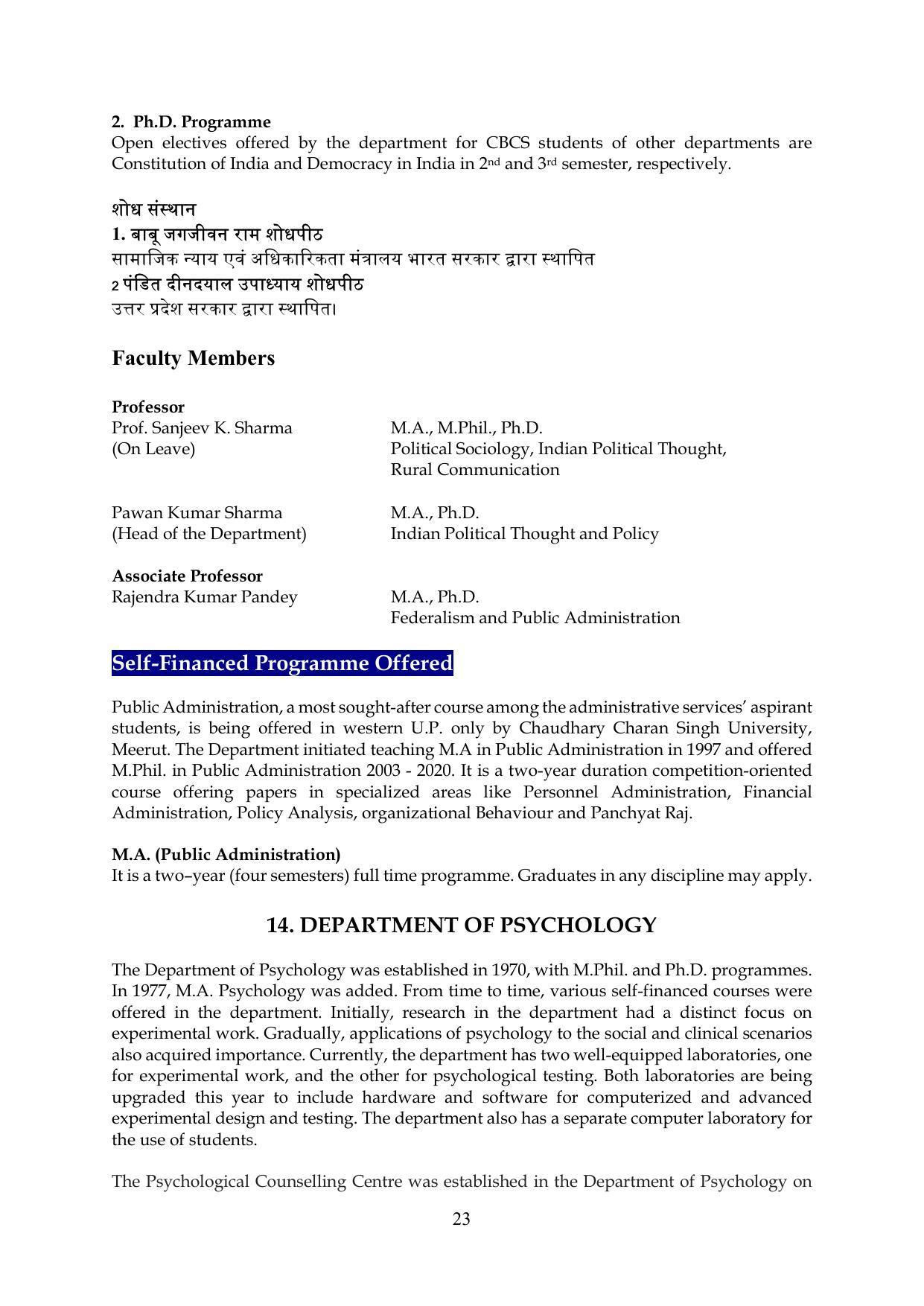 Chaudhary Charan Singh University: Meerut University, Meerut Information Brochure 2021-22 - Page 23